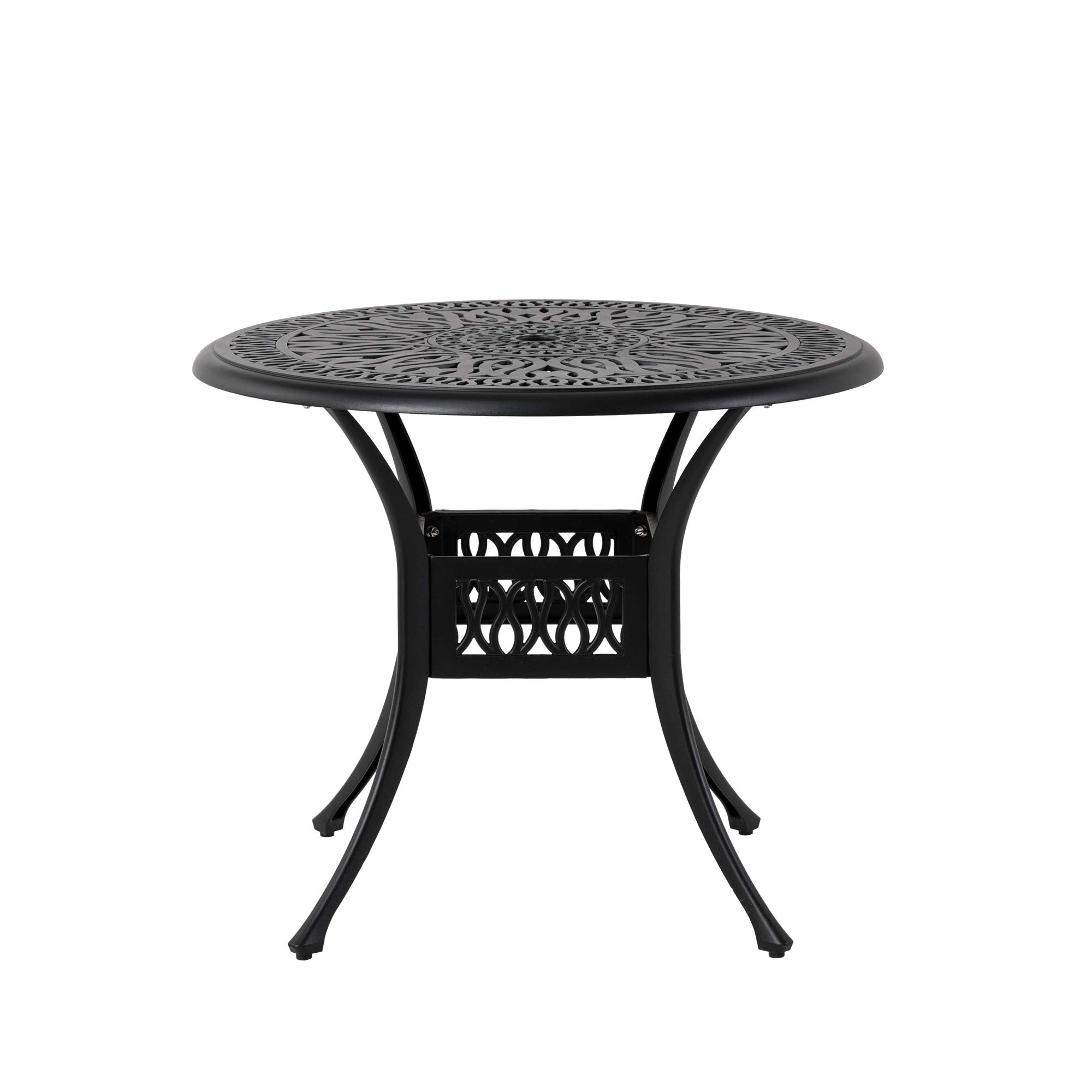 Glitzhome 29 Inch Round Outdoor Patio Dining Table - Durable Cast Aluminum Side Table with 1.9 Inch Umbrella Hole - Perfect for Lawn, Garden, Backyard, Poolside & Outdoor Entertaining
