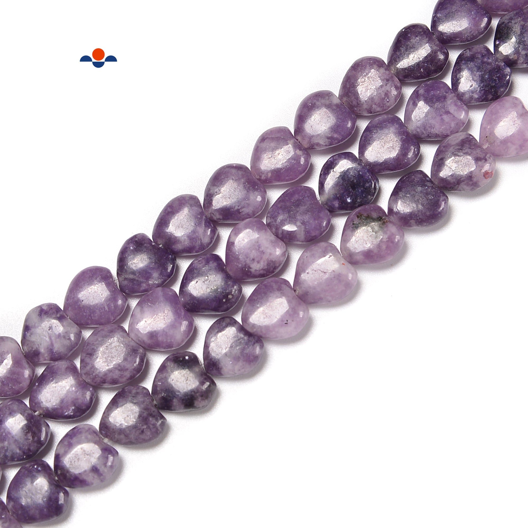 Lepidolite Heart Shaped Beads - 8mm, 10mm, 12mm Healing Stone Beads - 15.5 Inch Strand for Jewelry Making, Meditation & Stress Relief