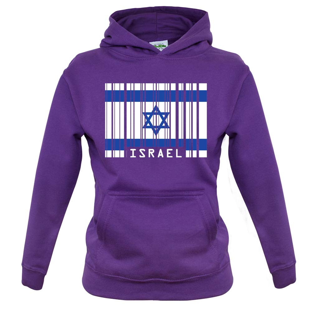 Israel Flag Barcode Style Pullover Hoodie for Kids & Children - Comfortable Casual Wear for School, Playdates & Outdoor Activities
