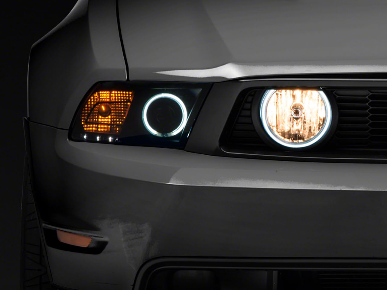 Raxiom Smoked Halo Fog Lights for 2005-2012 Ford Mustang GT - Aggressive Style LED Headlights for Night Driving & Off-Road Use