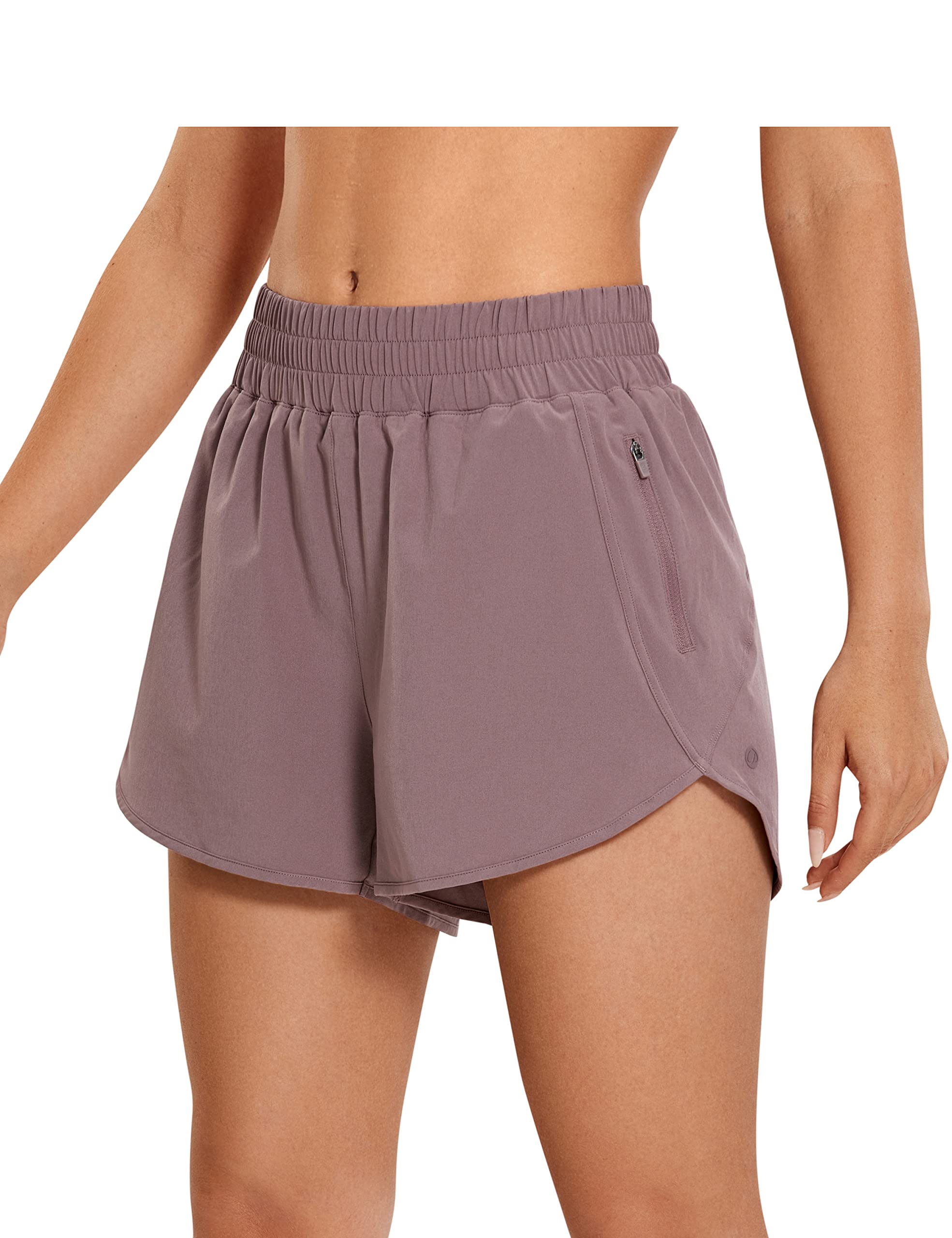CRZ YOGA Women's High Waisted Running Shorts with Mesh Liner - 3 Inch Quick Dry Athletic Gym Workout Shorts with Zip Pocket | Perfect for Yoga, Running, Gym & Outdoor Activities