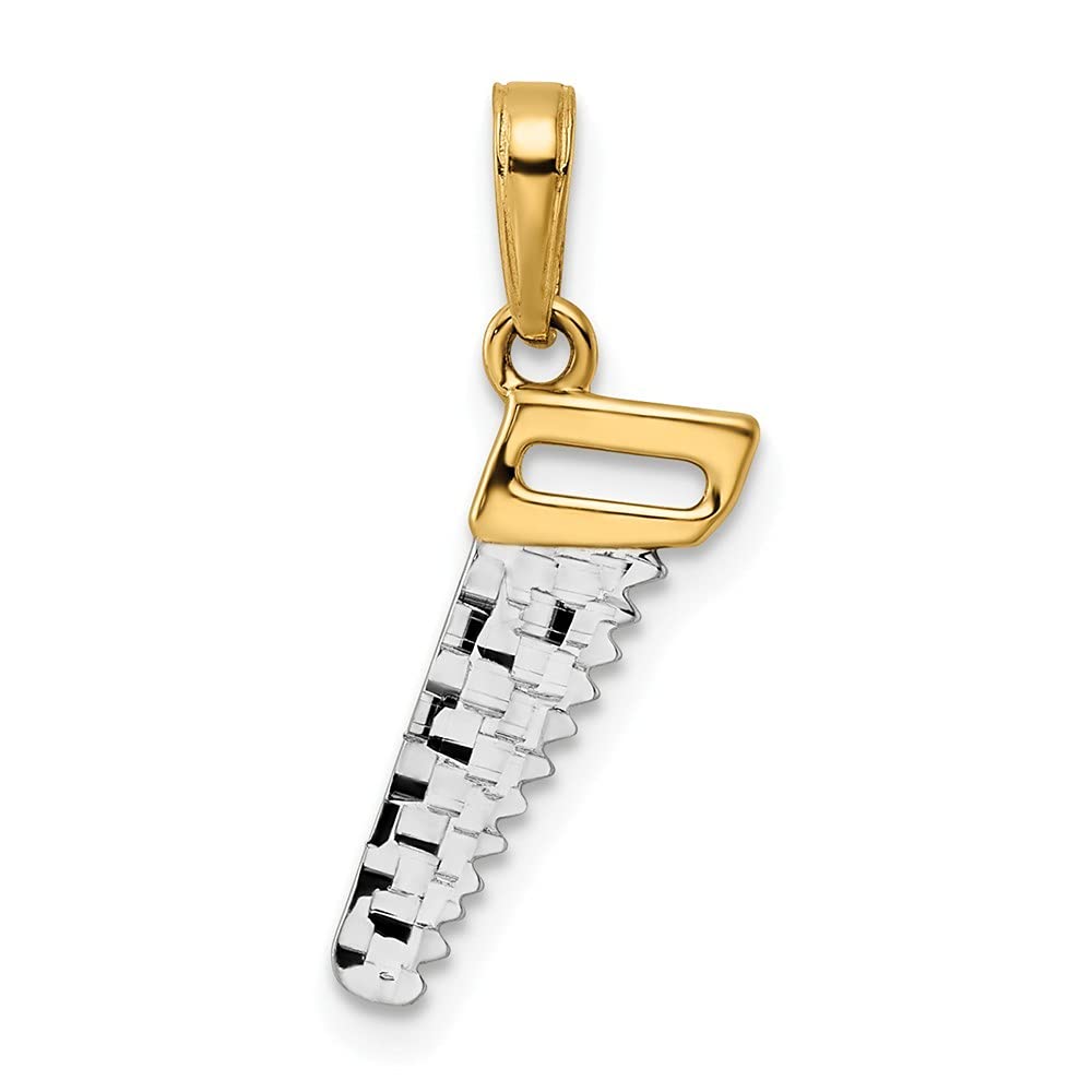 14K White Rhodium Sparkle Cut Saw Pendant Necklace for Women - Elegant Jewelry Gift for Birthday, Anniversary & Valentine's Day - Perfect for Parties, Weddings & Special Occasions