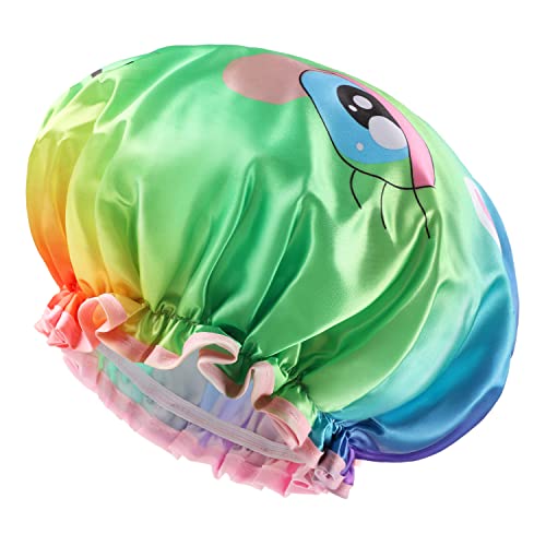 Waterproof Shower Cap for Women & Kids - Reusable Bath Cap with Soft PVC Lining - Unicorn Design (X-Large, Pack of 1) | Perfect for Showering, Bathing, Hair Care & Spa Days