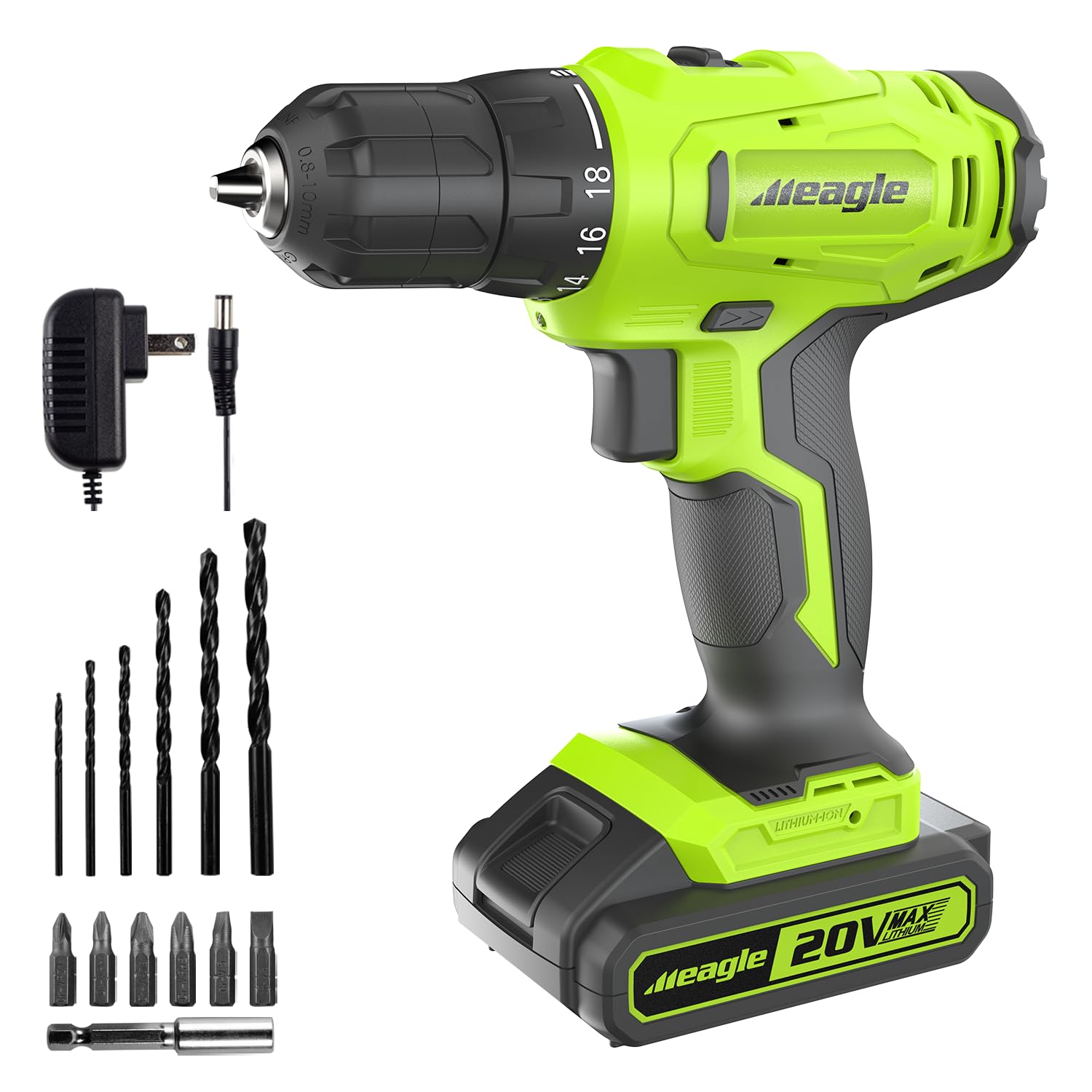 20V Cordless Power Drill Set with Battery & Charger - 2 Variable Speed Electric Drill, 18+1 Torque Settings, 3/8