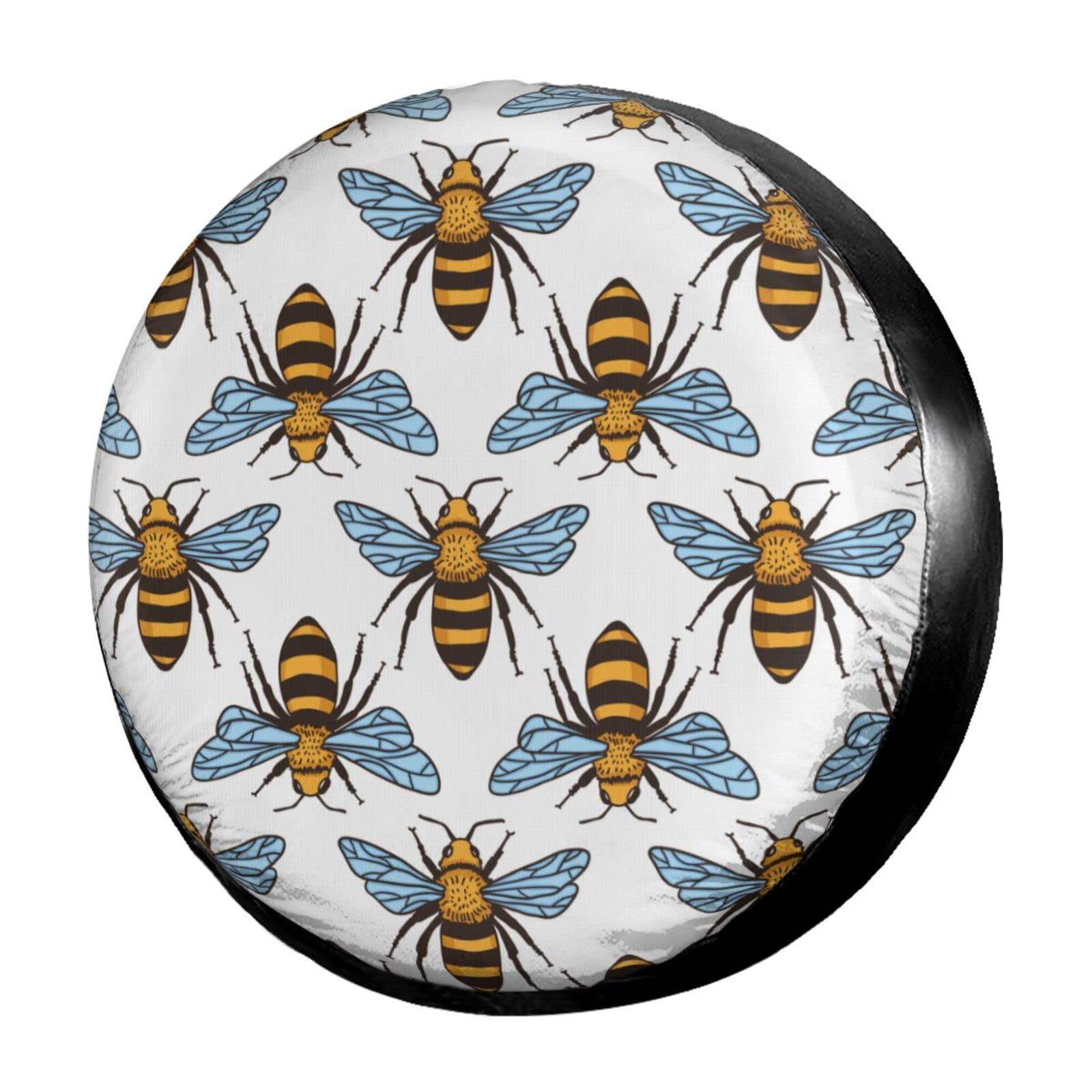 Black & Yellow Bees Spare Tire Cover - Waterproof Dust-Proof Wheel Protector for 17 Inch Tires | Fits Trailers, RVs, SUVs & Most Vehicles | Perfect for Camping, Road Trips & Outdoor Adventures