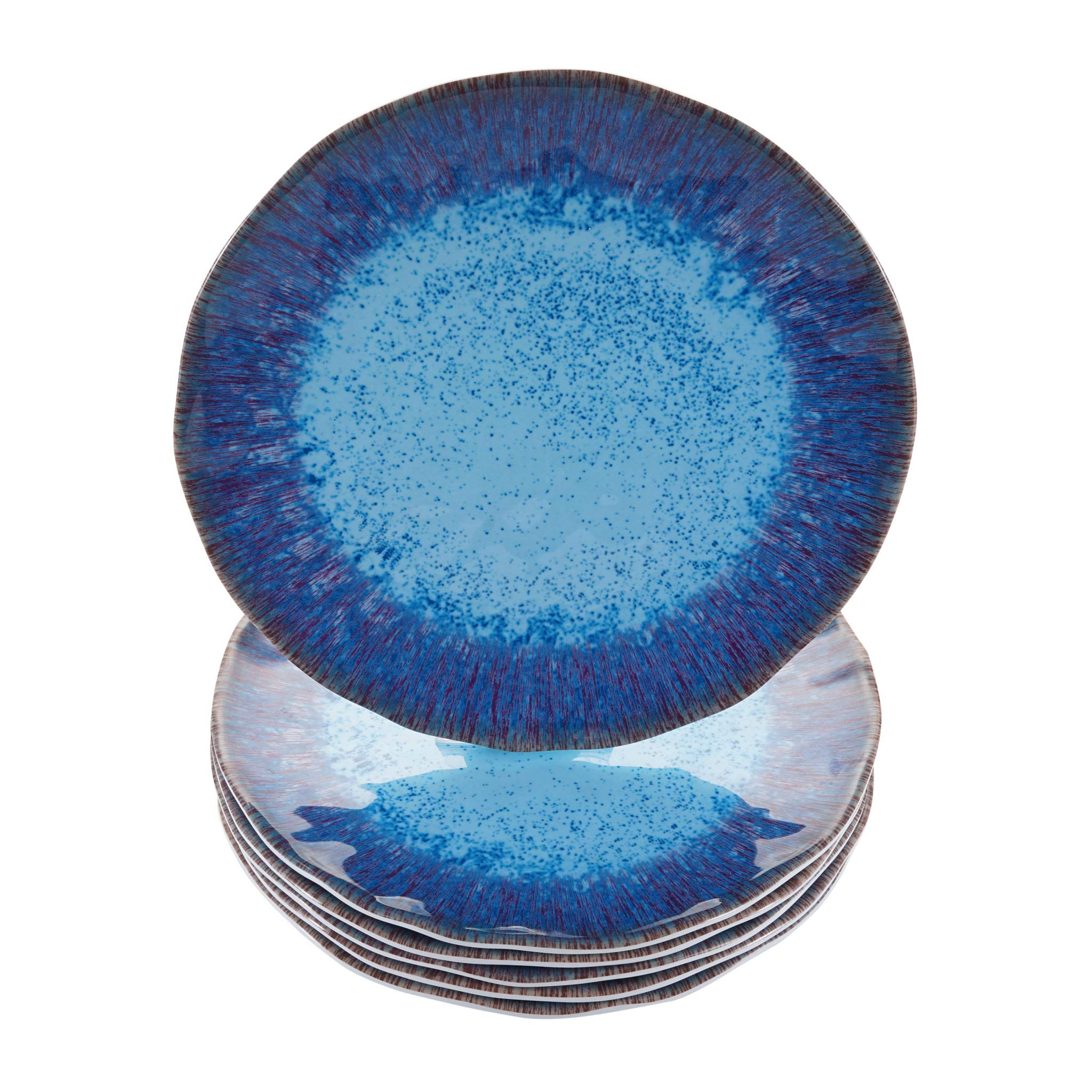 6-Piece Melamine Salad Plates Set - 9 Inch Round, Lightweight & Shatterproof, Dishwasher Safe (Not Microwave/Oven Safe) - Perfect for Outdoor Picnics, Parties, and Everyday Dining (Deep Blue)