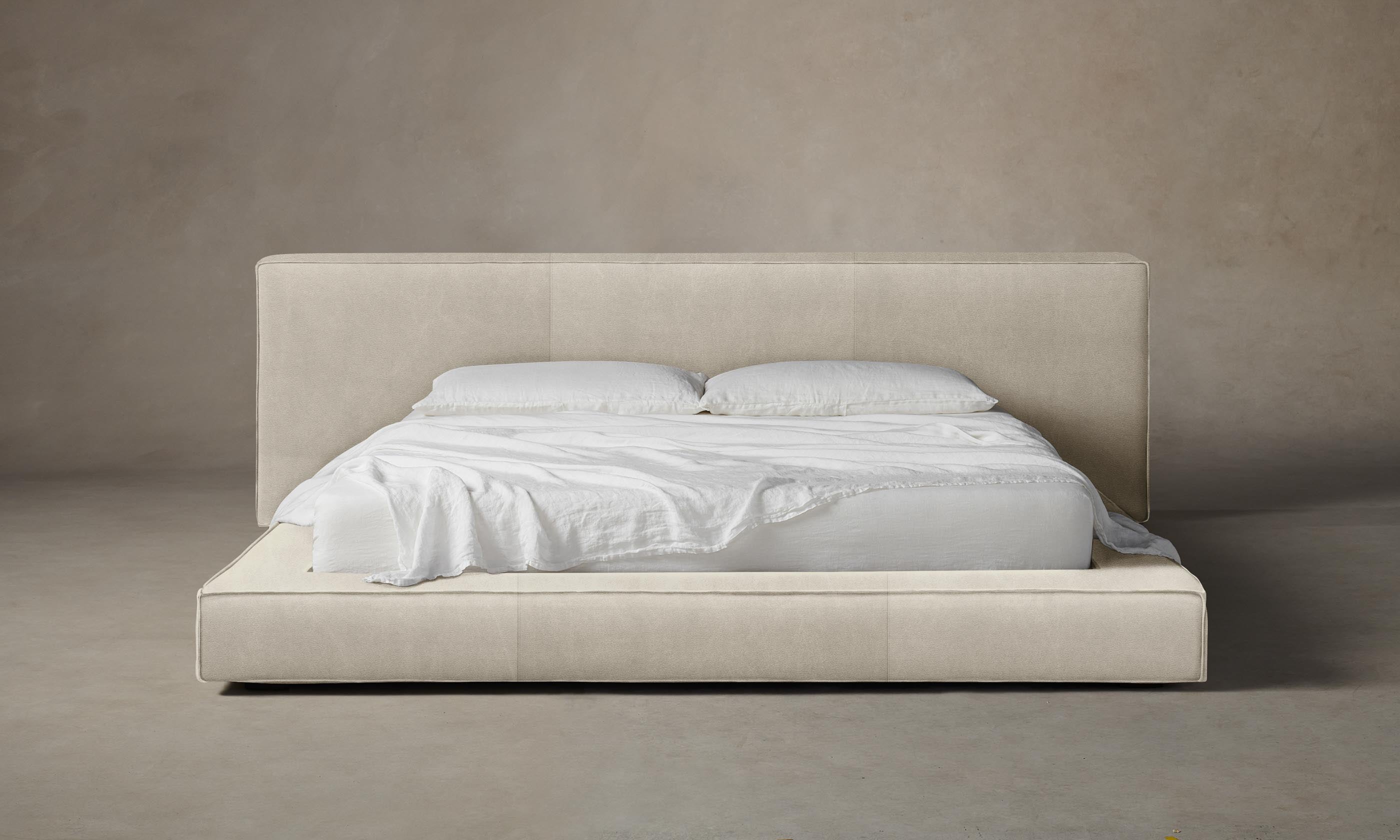 Premium Eldridge Bed in Tuscan Leather Bisque - Luxurious Leather Bed Frame for Master Bedroom, Guest Room, or Home Office