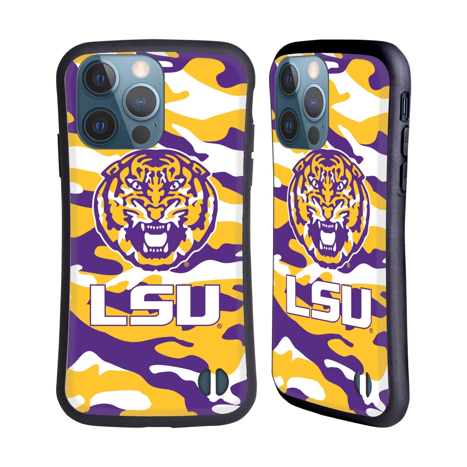 Officially Licensed LSU Camouflage Hybrid Case for Apple iPhone 13 Pro - Durable Protection with Louisiana State University Design - Perfect for Game Days, School Pride & Everyday Use