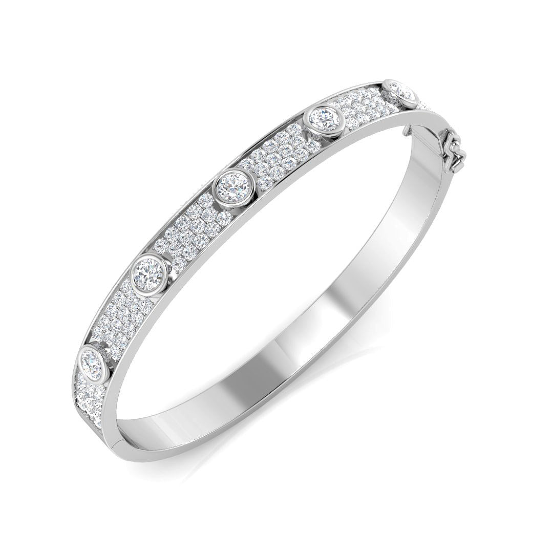 Exquisite Diamond Pavé Bangle Bracelet for Women - 14K Gold Plated Elegant Stackable Jewelry Gift for Anniversary, Wedding & Special Occasions