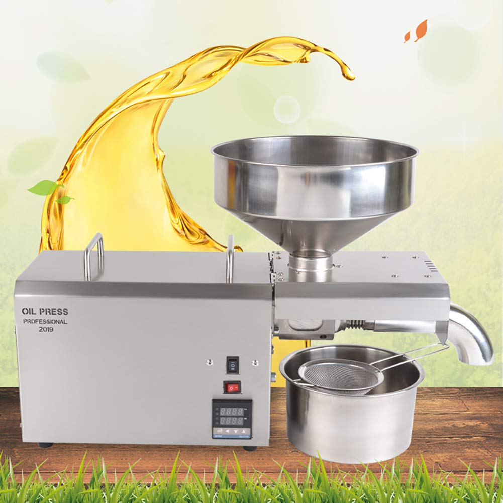 Commercial Grade 1500W Automatic Oil Press Machine - Stainless Steel Cold/Hot Oil Extractor for Nuts & Seeds - CE Certified - Perfect for Home & Commercial Oil Production