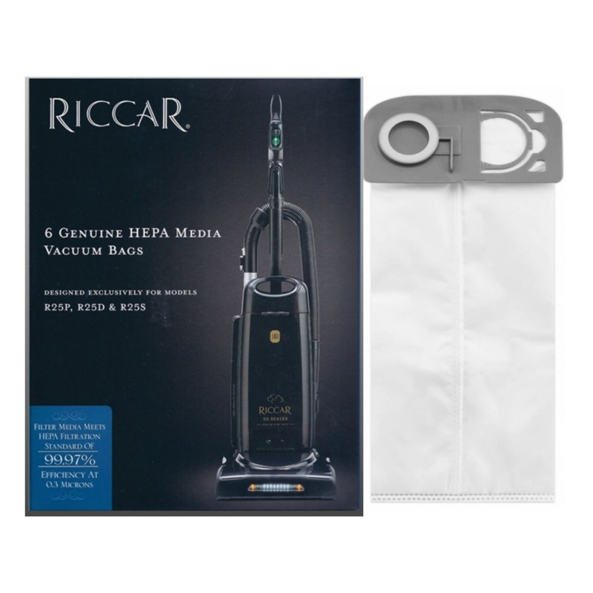 Riccar HEPA Media R25S Vacuum Bags (6 Pack) - Premium Filtration for R25HC Vacuum Cleaners | Ideal for Allergies, Pet Hair & Deep Cleaning