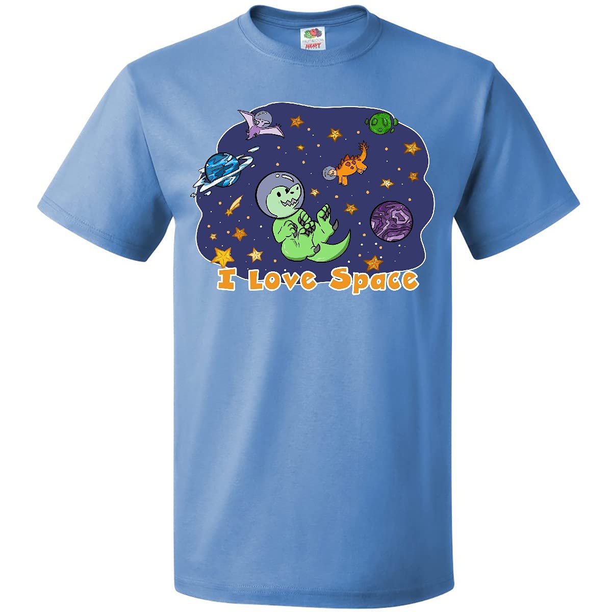 Inktastic I Love Space Cute Dinosaur and Planets Graphic T-Shirt for Women & Men - Perfect for Astronomy Lovers, Science Geeks, and Dino Enthusiasts
