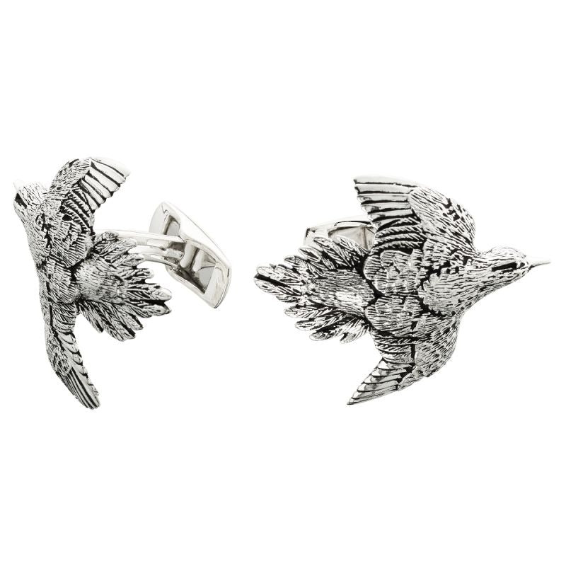 Grainger McKoy Sterling Silver Dove Cufflinks for Men - Elegant Bird Design Dress Shirt Accessories - Perfect for Weddings, Business Meetings & Formal Events