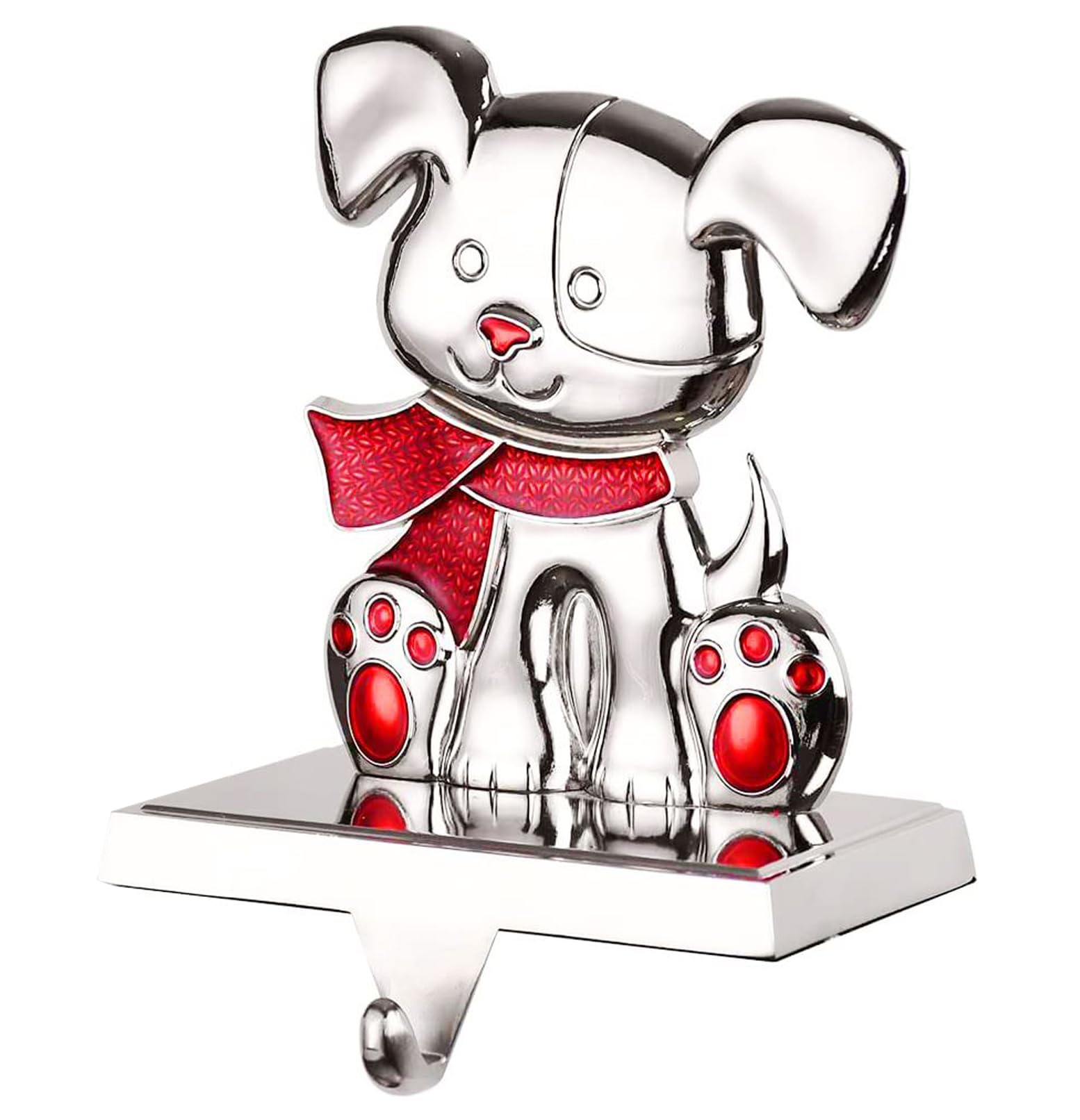 Silver Christmas Dog Stocking Holders for Fireplace Mantel - Decorative Dog Stocking Hangers with Clips for Holiday Decor, Garland & Stockings - Perfect Pet Lover Gift for Xmas Tree & Home Decor (New Dog Design)