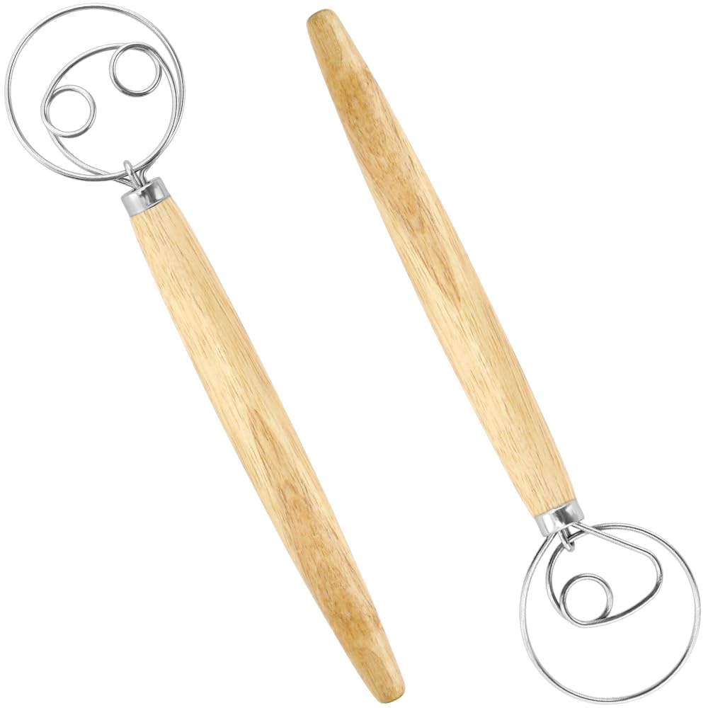 2-Pack Rustproof Stainless Steel Danish Dough Whisk - 13
