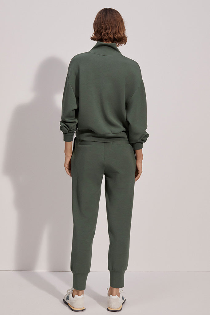 Varley The Slim Cuff Pant 25 - Women's High-Waisted Tapered Ankle Pants in Cilantro Green | Perfect for Work, Travel & Casual Outfits