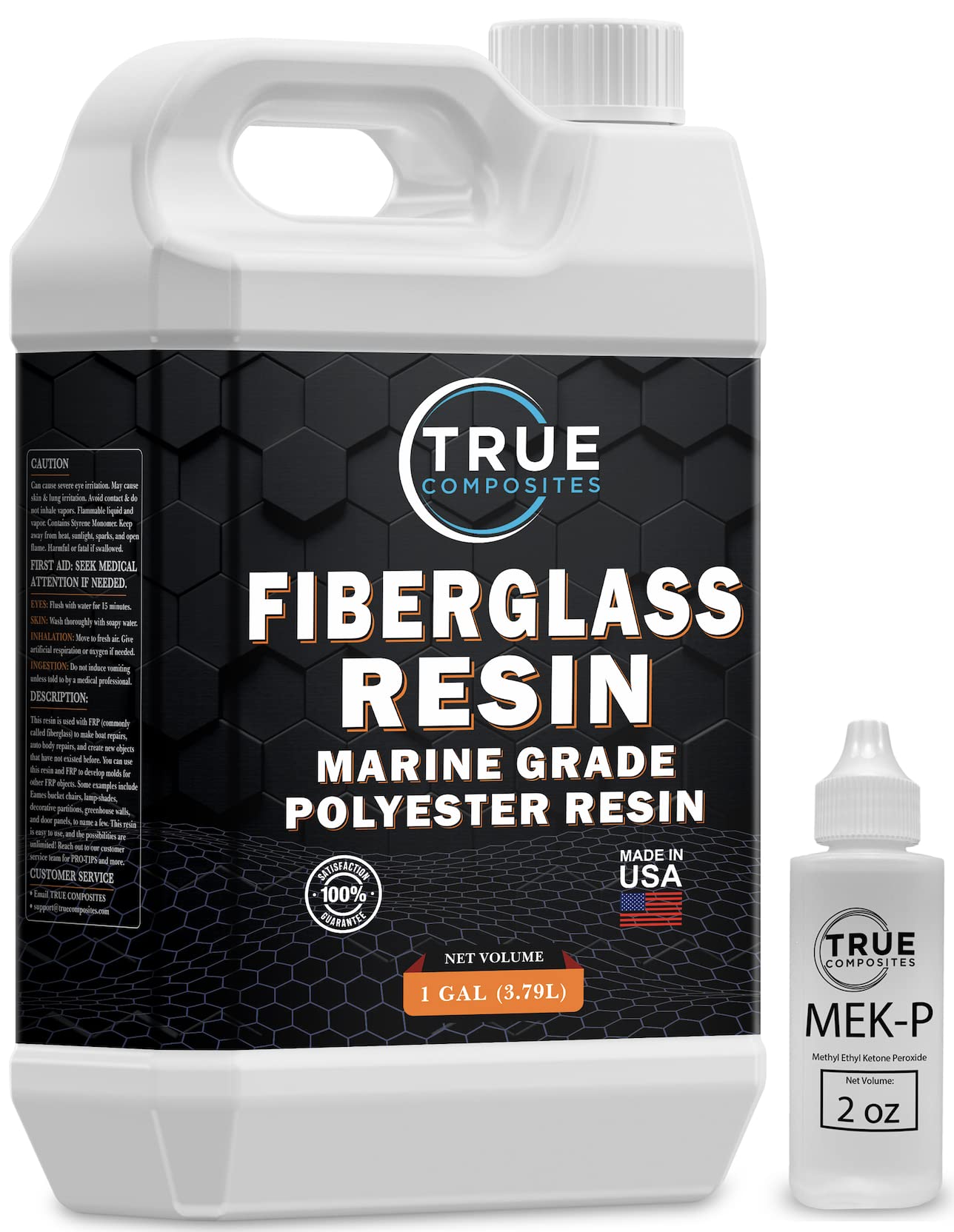 Premium Marine Grade Fiberglass Polyester Resin Kit - 1 Gallon with MEKP Hardener for Boat Building, Wood Repair & Fiberglass Laminating | Ideal for DIY Boat Restoration, Automotive Repairs & Waterproofing Projects