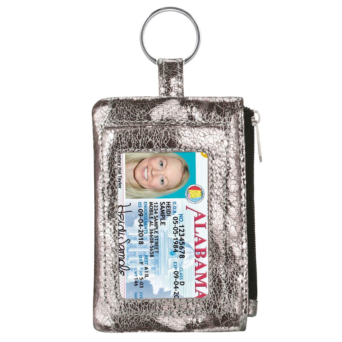 KAMO Slim RFID Blocking Zip ID Case & Coin Purse - Mini Keychain Wallet with Key Ring for Cards, Cash, Coins - Perfect for Travel, Shopping, and Everyday Use
