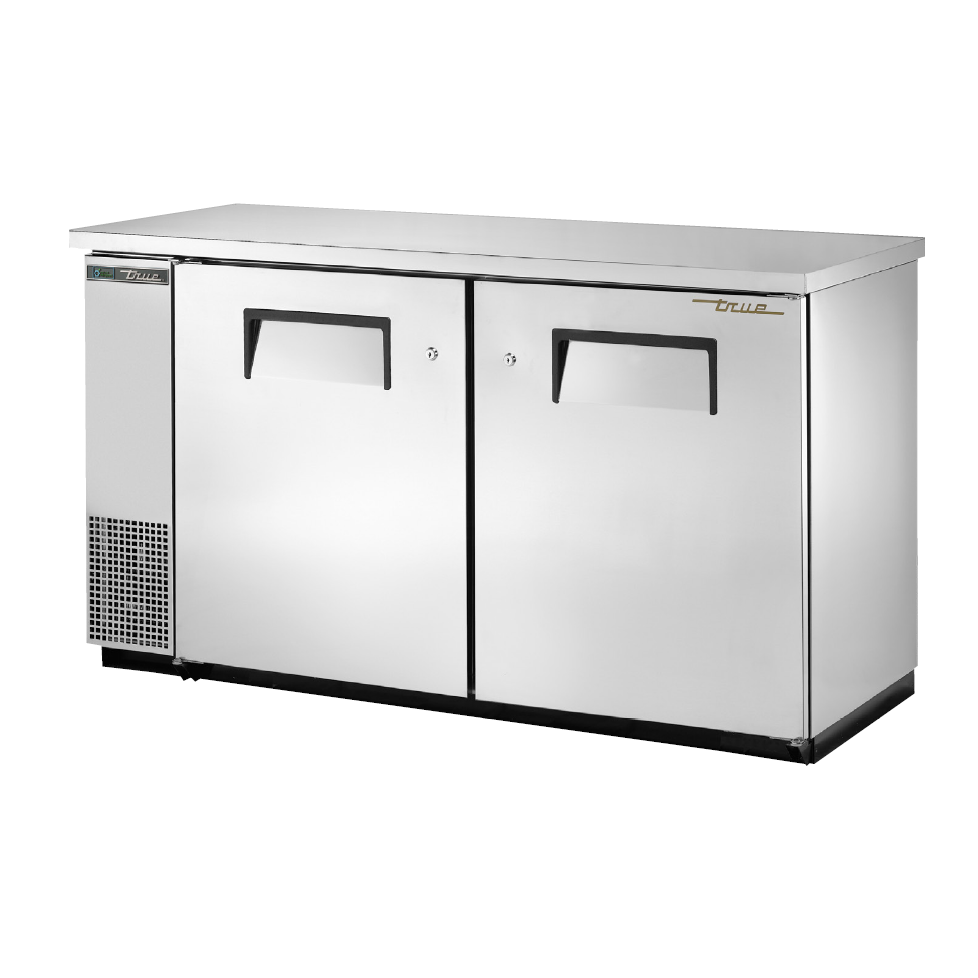True 61 Back Bar Refrigerator with 2 Solid Doors - Commercial Stainless Steel Beer Cooler for Bars, Restaurants & Home Use