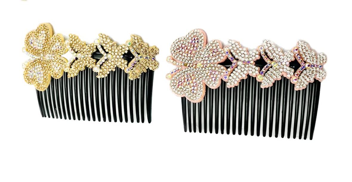 2 Pcs Rhinestone Pearl Hair Combs for Women - Elegant Decorative Side Combs for Wedding, Birthday & Special Occasions | Perfect Hair Accessories Gift for Girls & Brides