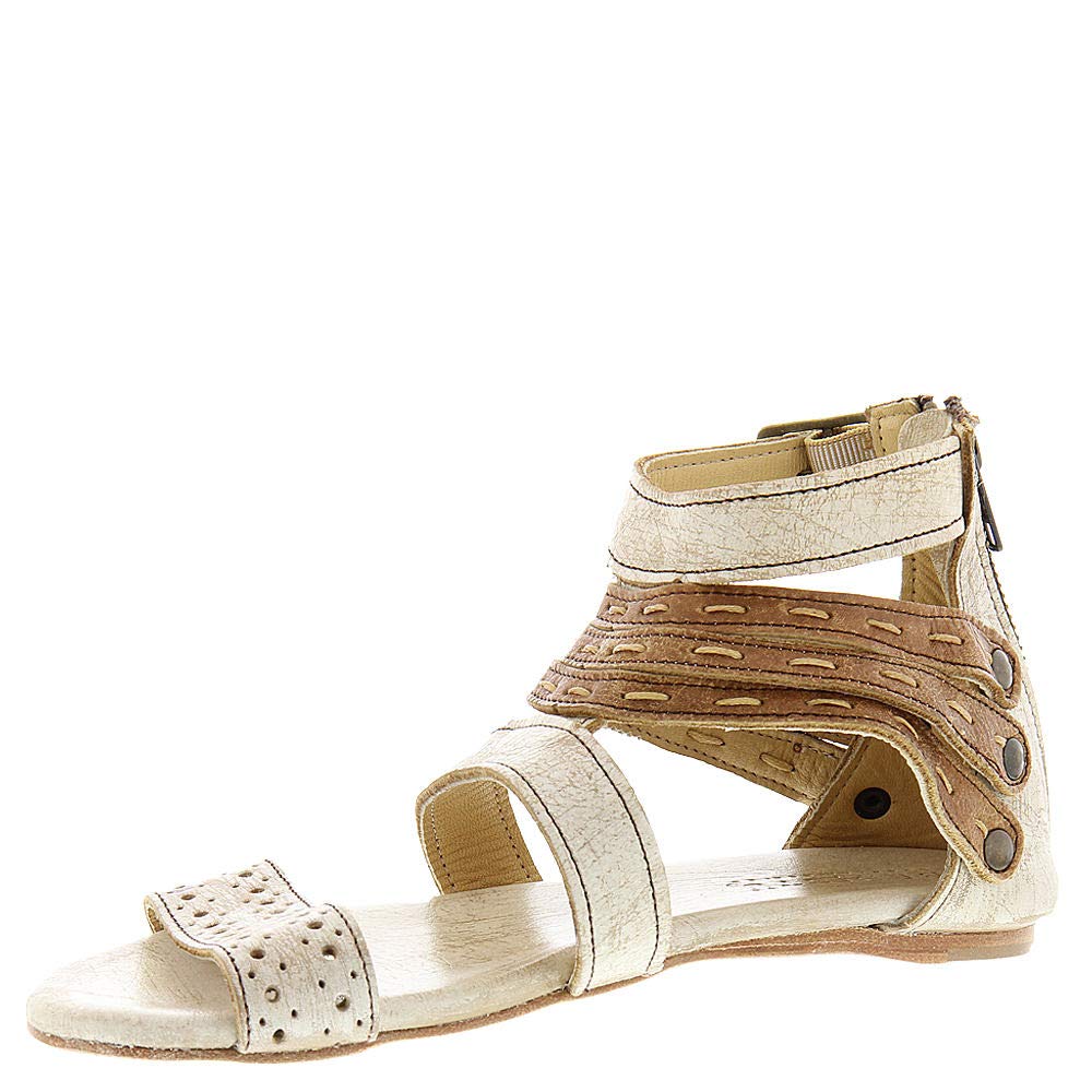 Bed|Stu Artemis Women's Leather Dress Sandals - Flat Comfortable Zipper Closure Sandals for Casual Outings & Summer Weddings
