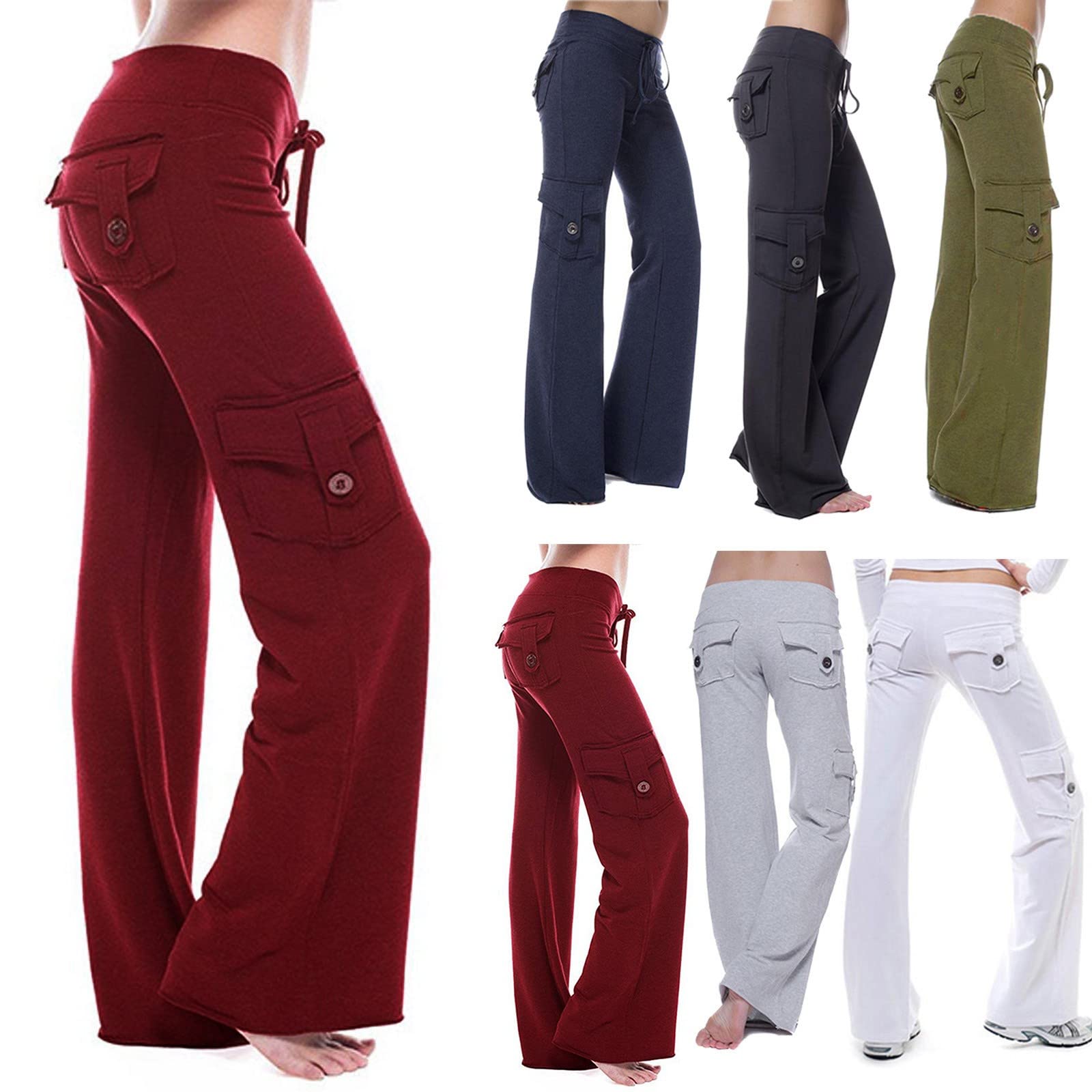 Siilsaa Women's High Waist Bootcut Yoga Pants with Pockets - Flared Leggings for Gym, Running & Workout - Casual Stretch Lounge Pants for Yoga, Pilates & Everyday Wear