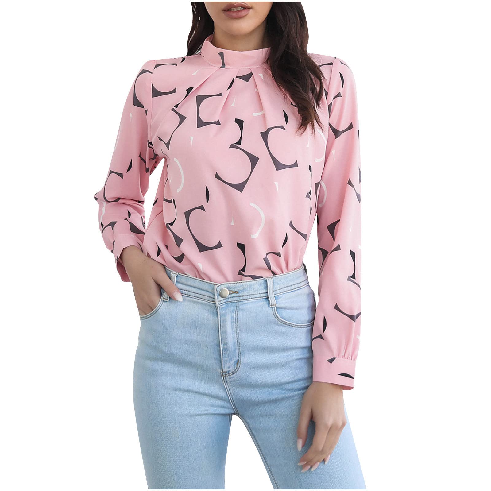Luciava Women's Elegant Long Sleeve T-Shirt - Round Neck Pullover Blouse with Printed Zipper Tunic Top for Spring & Autumn | Casual Office Wear & Everyday Fashion
