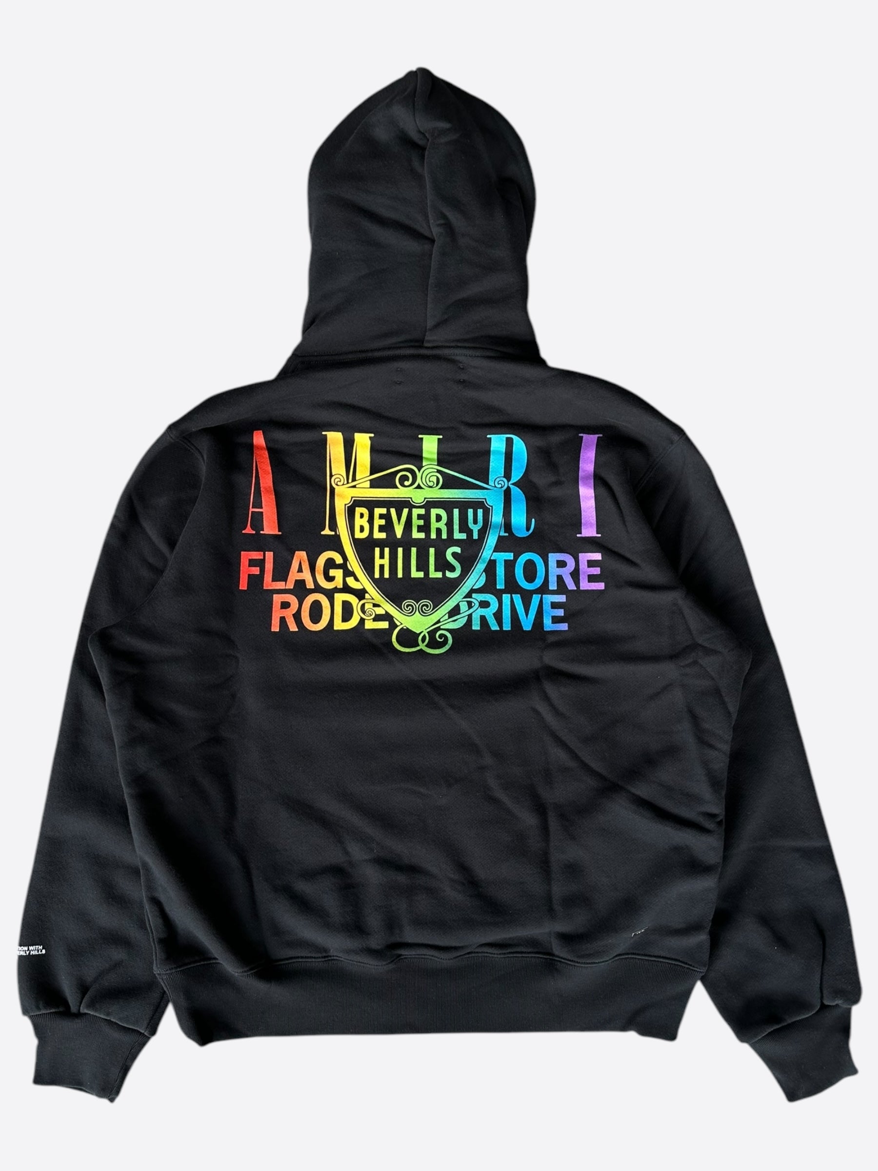 Amiri Black Rainbow Beverly Hills Hoodie - Men's Luxury Streetwear Pullover for Casual & Urban Style - Perfect for Street Fashion & Night Out