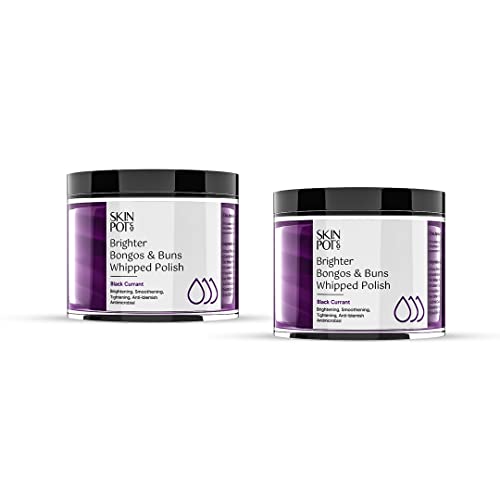 SKIN POT CO. Brightening & Smoothing Whipped Body Polish for Bum, Back, Bikini Area - Exfoliates, Reduces Stretch Marks, Improves Skin Texture (2x100g) - Pack of 2 | Perfect for Pre-Beach Prep & Post-Wax Care