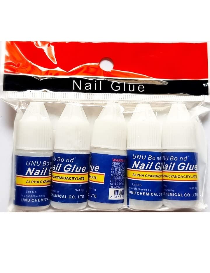 Professional Nail Art Glue Kit - 5PCS False Nail Adhesive for Manicure & Nail Extensions - Perfect for Salon, Home Use & DIY Nail Art