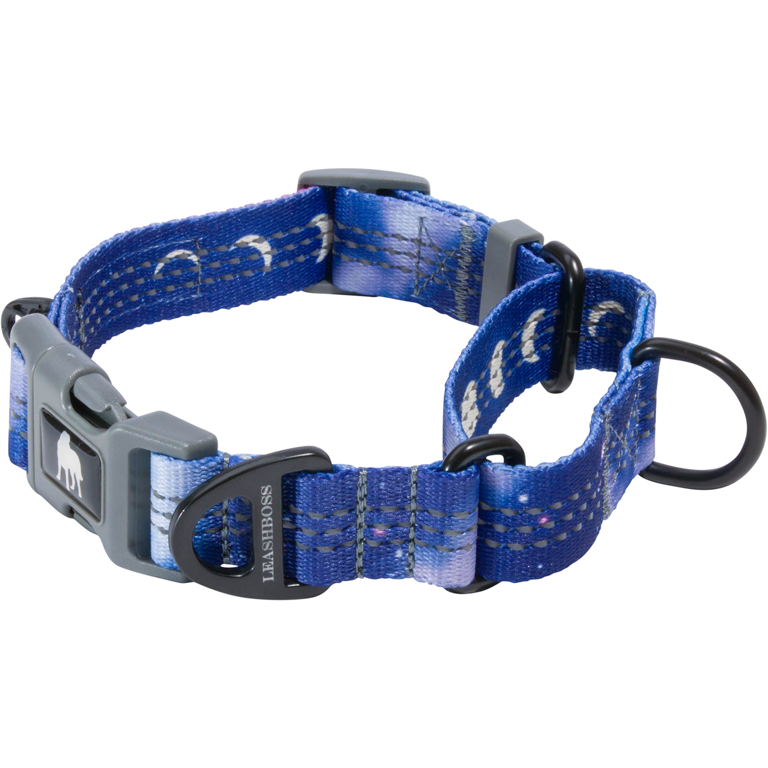 Leash Boss Martingale Dog Collar - Reflective Nylon No Pull Training Collar for Small, Medium & Large Dogs | Adjustable Quick Release Buckle | Perfect for Walking, Training & Nighttime Safety