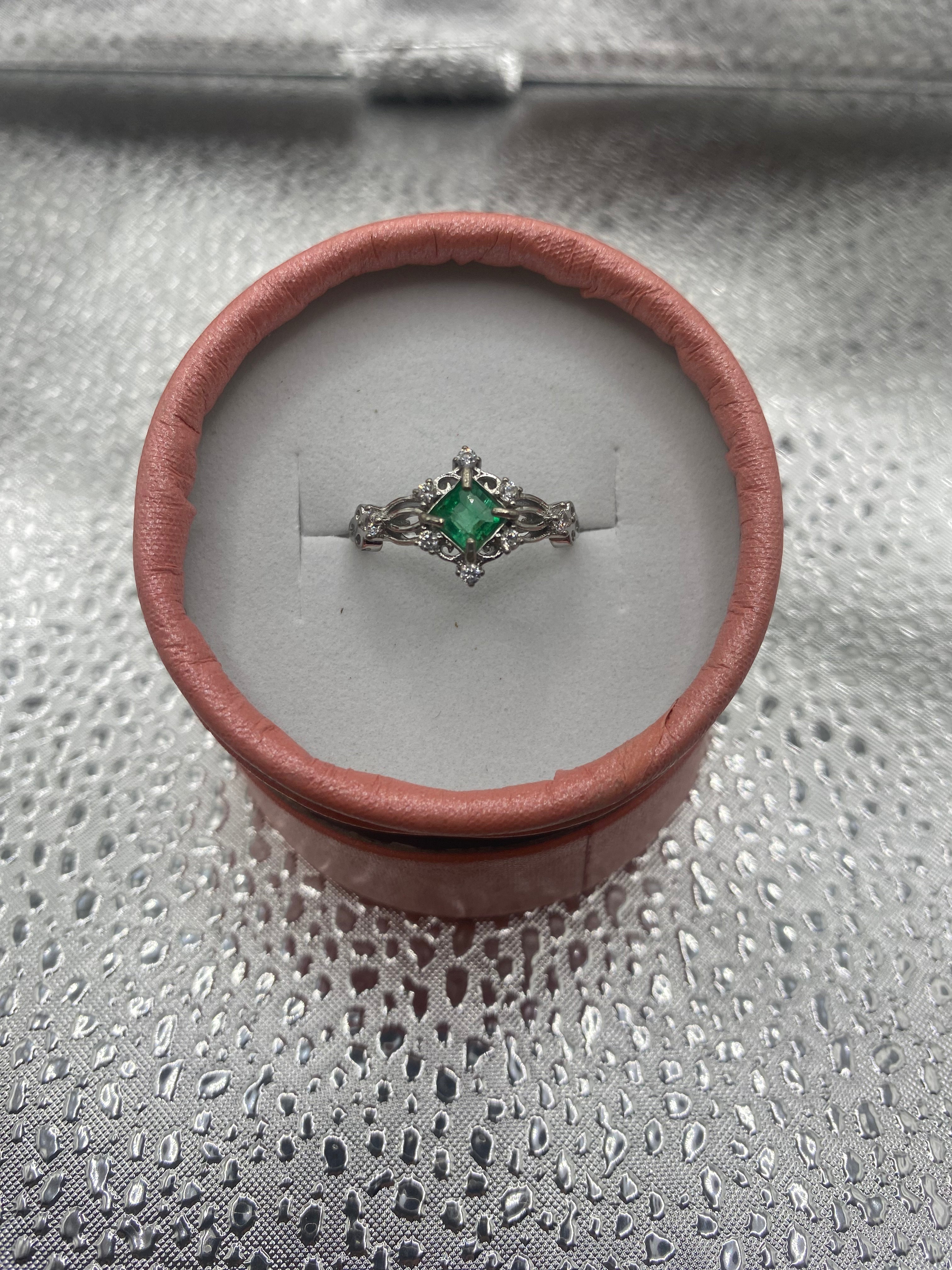 Natural Emerald Real Silver Square Ring for Women | Genuine Green Gemstone Jewelry | Elegant Gift for Birthday, Anniversary & Special Occasions