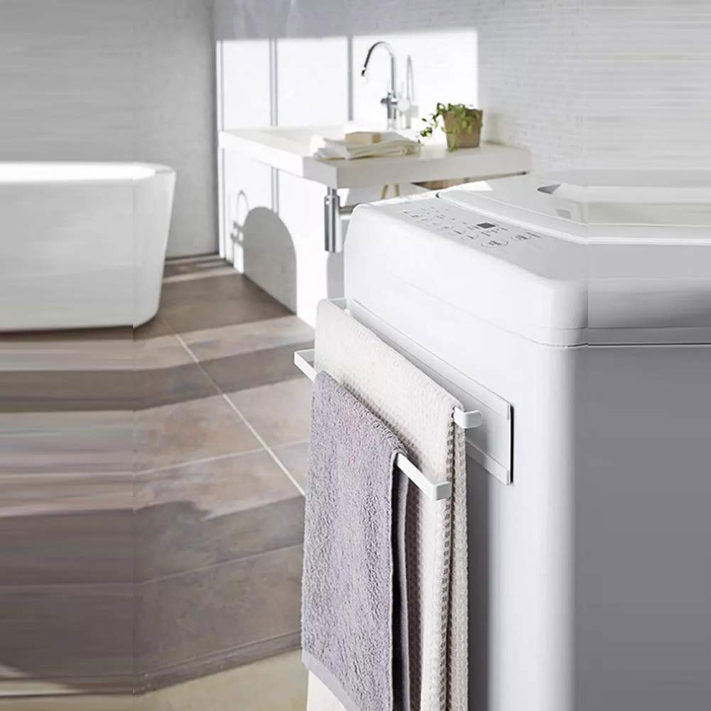 Strong Magnetic Towel Holder - Easy Install No Drilling, Thickened Rust-Proof Rod for Kitchen, Bathroom, Balcony & Living Room (White) | Perfect for Small Spaces & Modern Home Decor