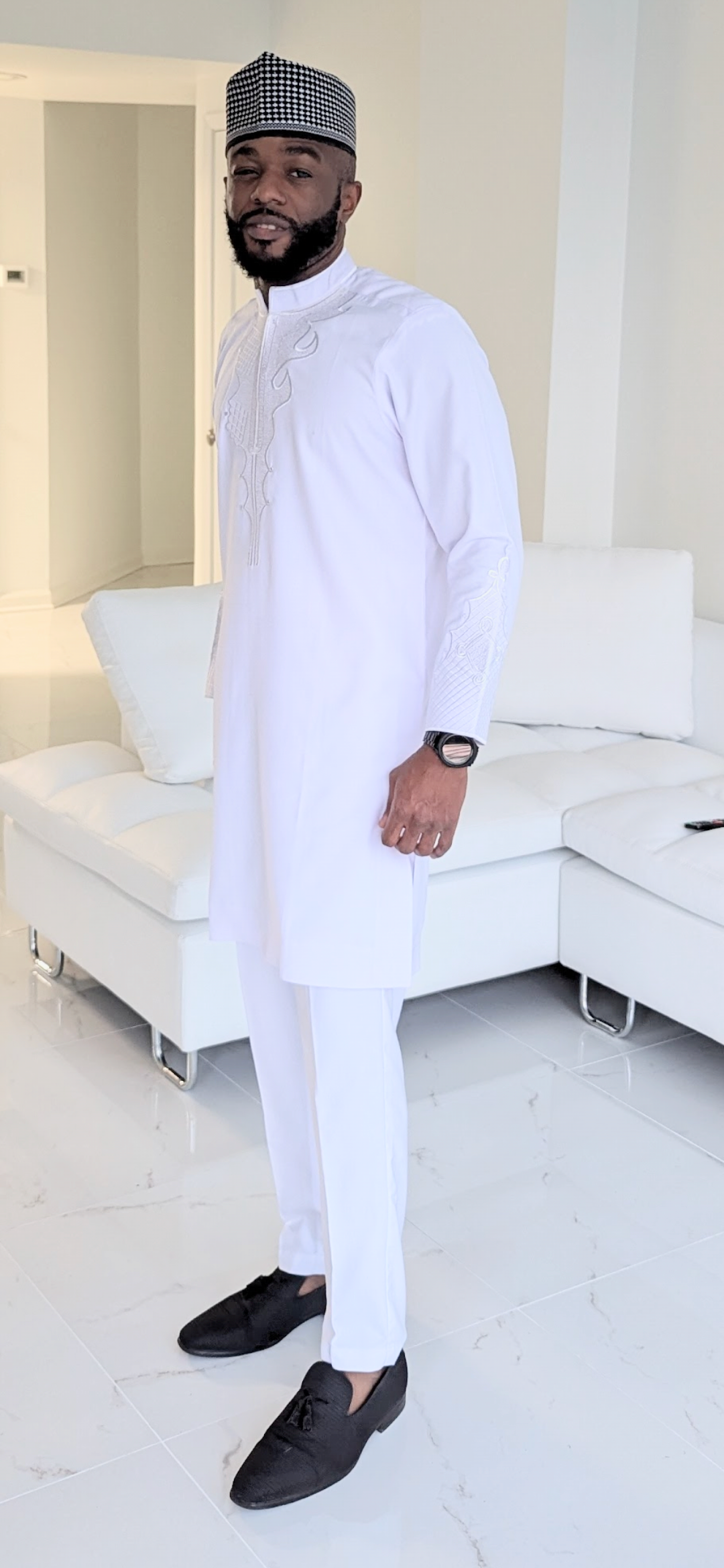 Dupsie's Ifeanyi Elegance All White Embroidered African Senator Suit for Men | Traditional Nigerian Wedding Attire | Formal Cultural Outfit for Special Occasions DPBLKP51
