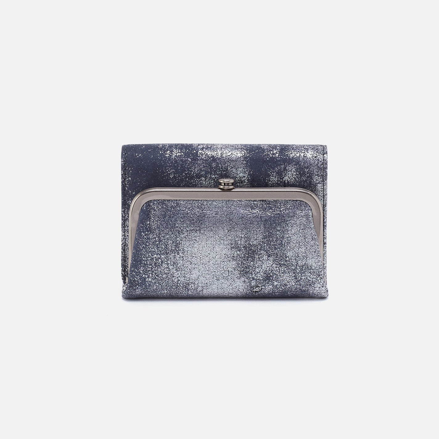 Robin Compact Wallet in Metallic Leather - Blue Pewter | Slim RFID Blocking Minimalist Wallet for Men & Women | Perfect for Travel, Business & Everyday Use