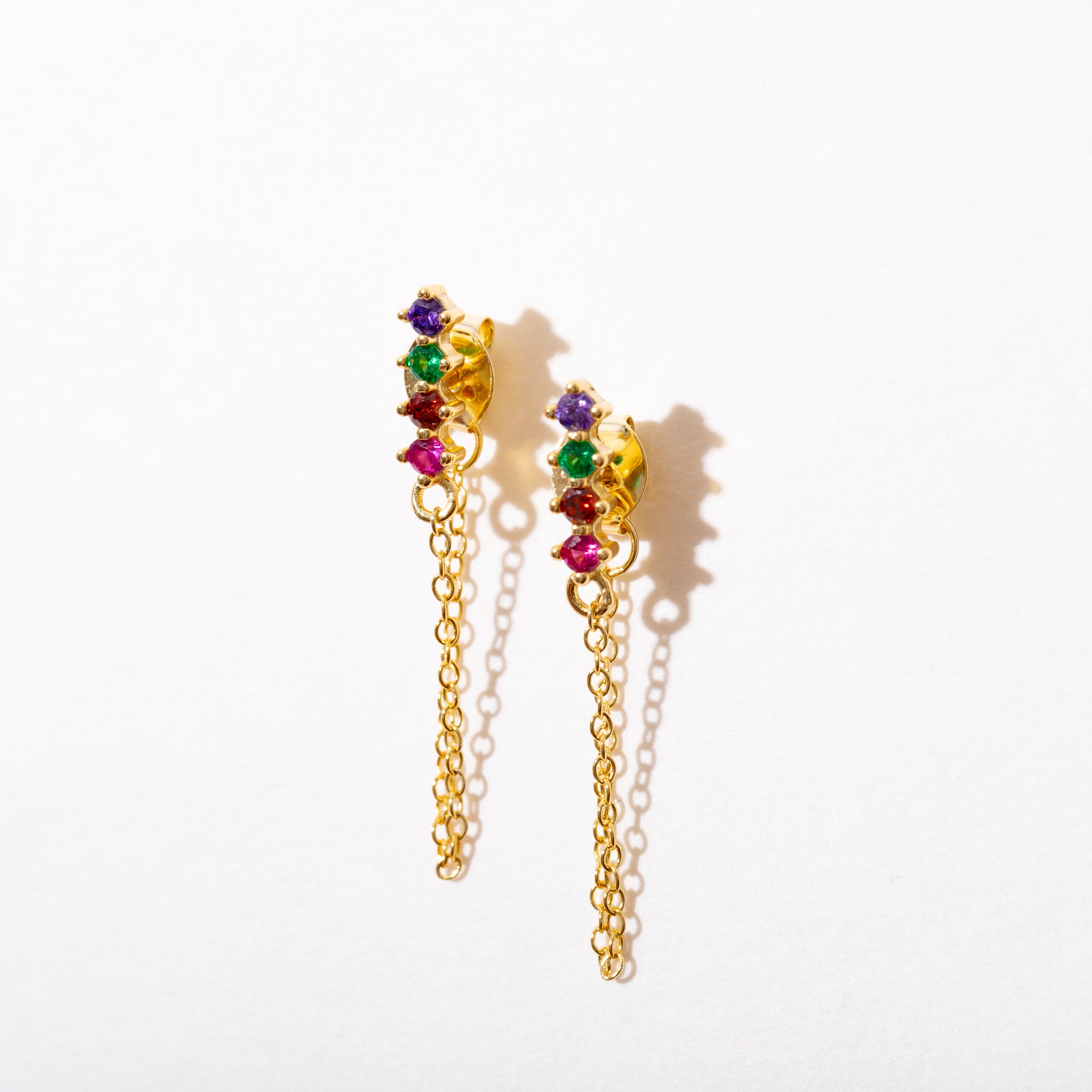 Rainbow Chain Stud Earrings for Women - Dainty & Colorful Jewelry Gift for Everyday Wear & Special Occasions