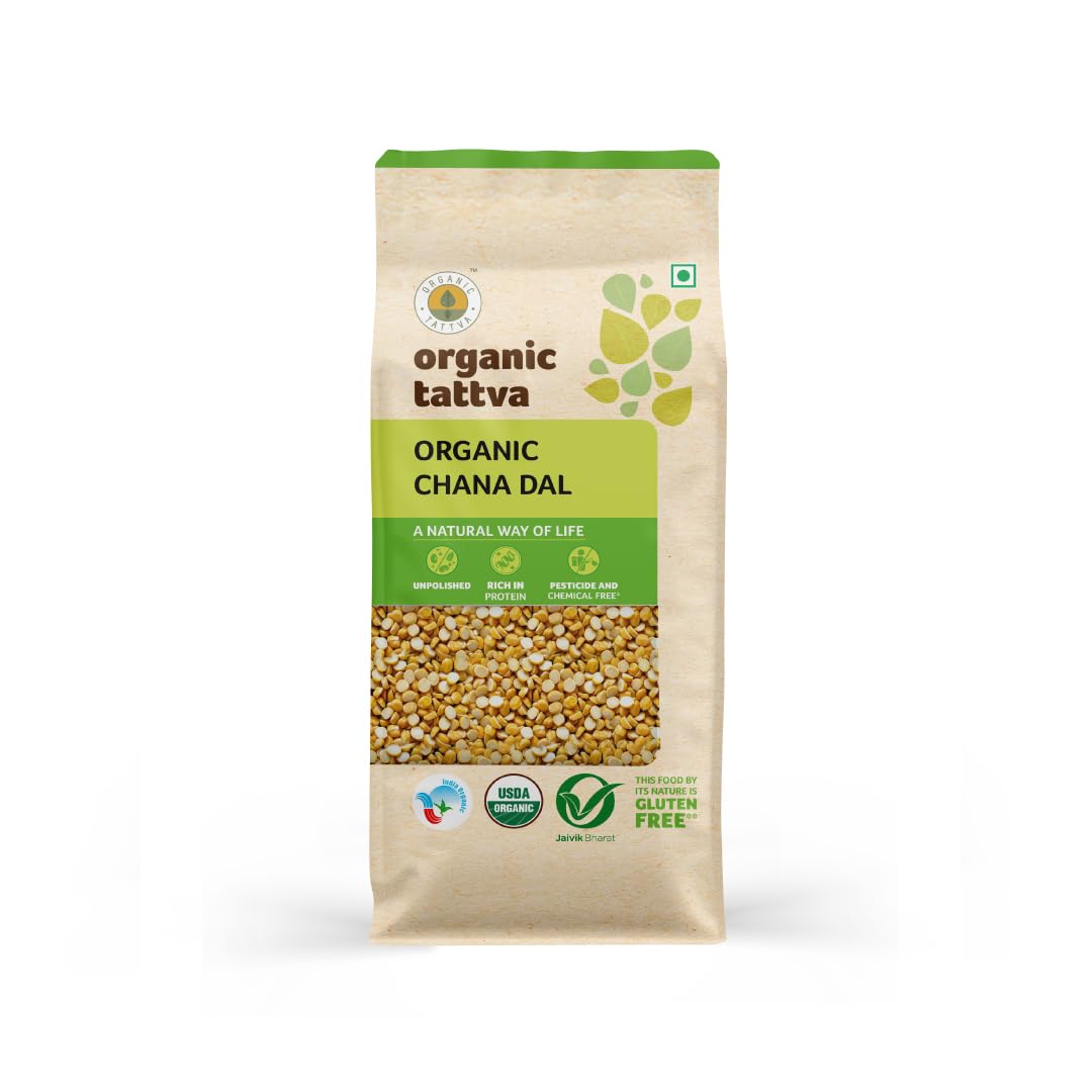 Organic Tattva Chana Dal (Split Bengal Gram) 500g - USDA Organic Certified, Gluten-Free, Non-GMO | Perfect for Indian Curries, Soups & Healthy Vegan Meals