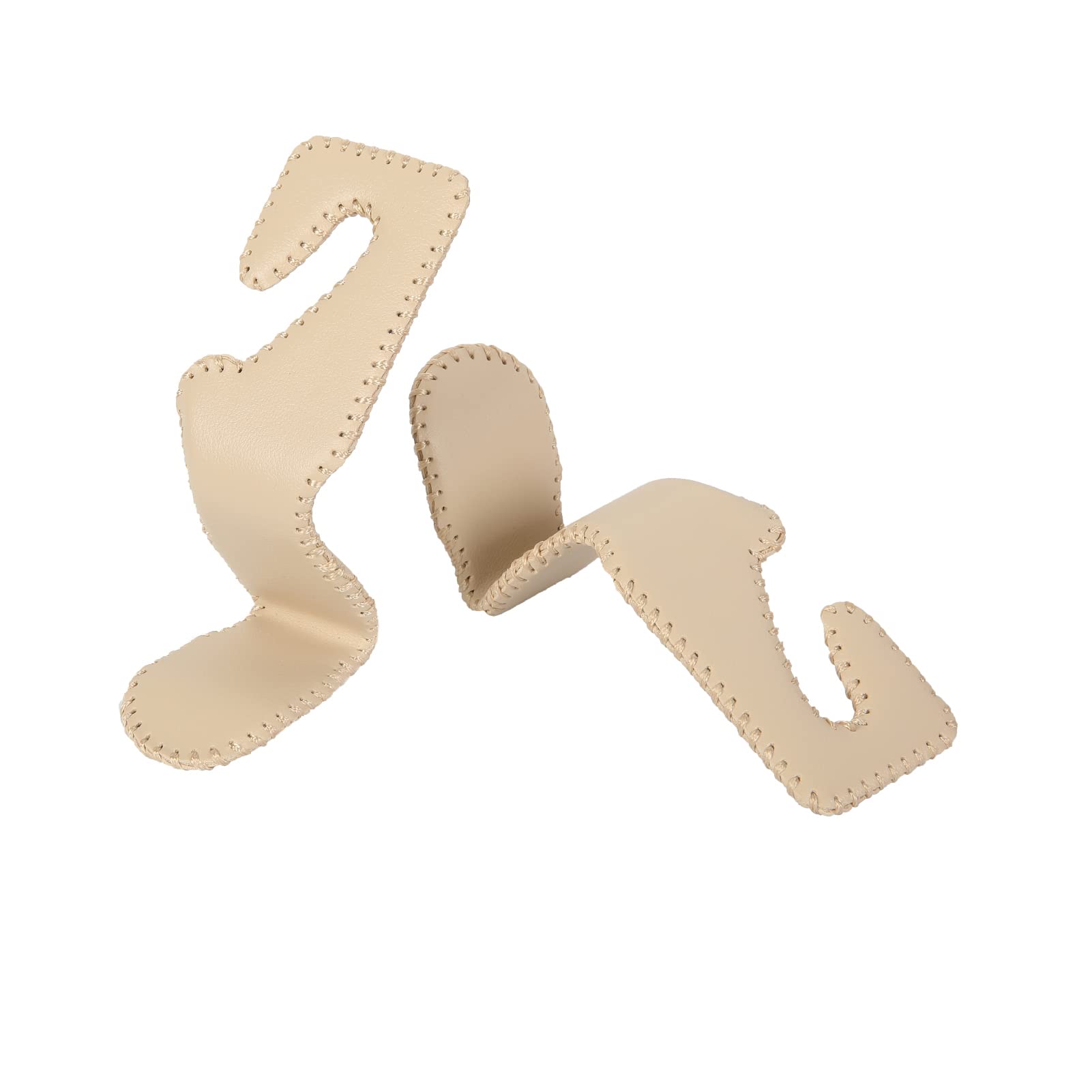2 Pack Genuine Leather Car Purse Hooks - Premium Car Hooks for Purses, Bags & Groceries - Heavy Duty Headrest Hanger for Back Seat - Perfect for Shopping, Travel & Daily Commute (Beige)