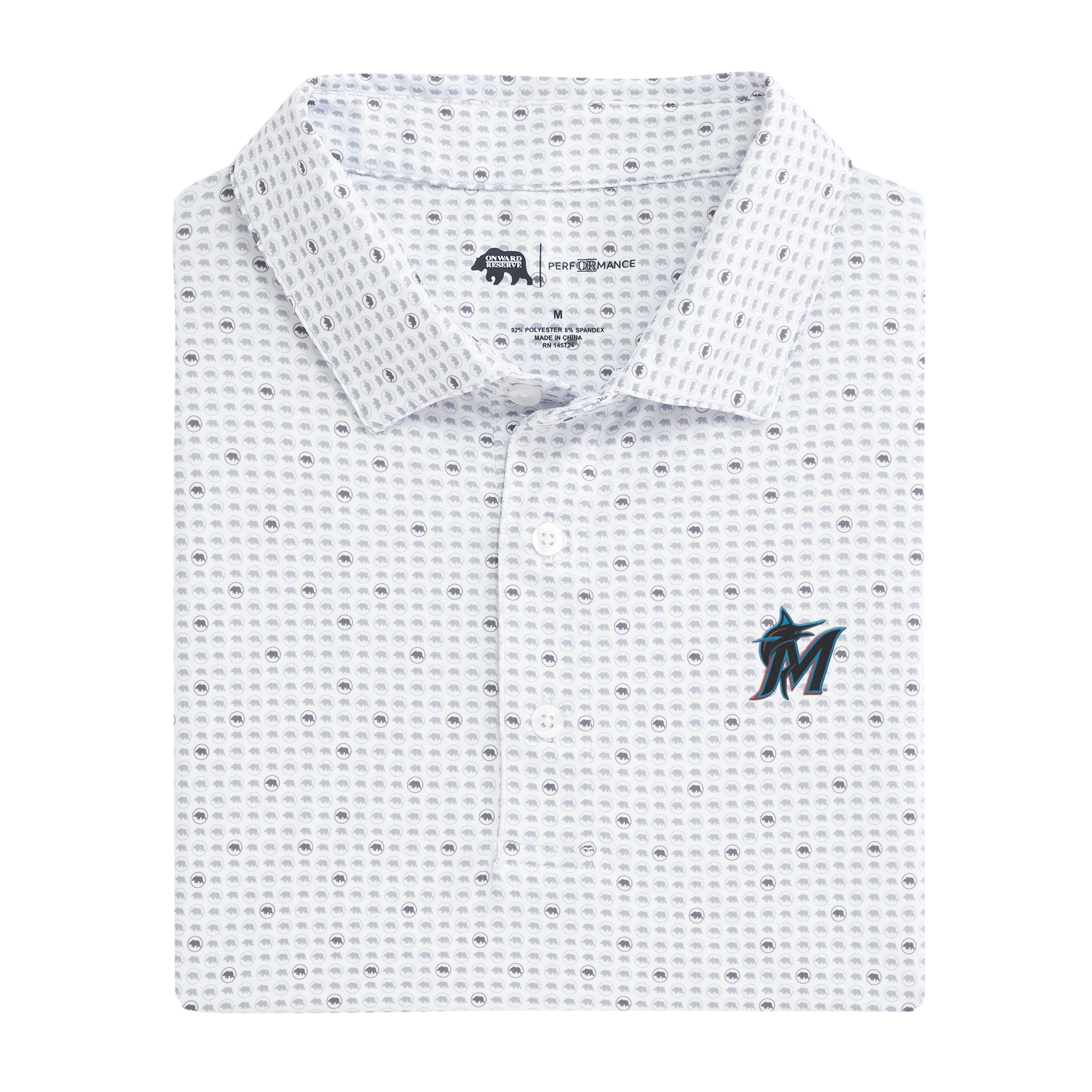 Miami Marlins Logo Printed Performance Polo Shirt for Men - Moisture-Wicking, Breathable & Quick-Dry - Perfect for Baseball Games, Golf & Casual Wear