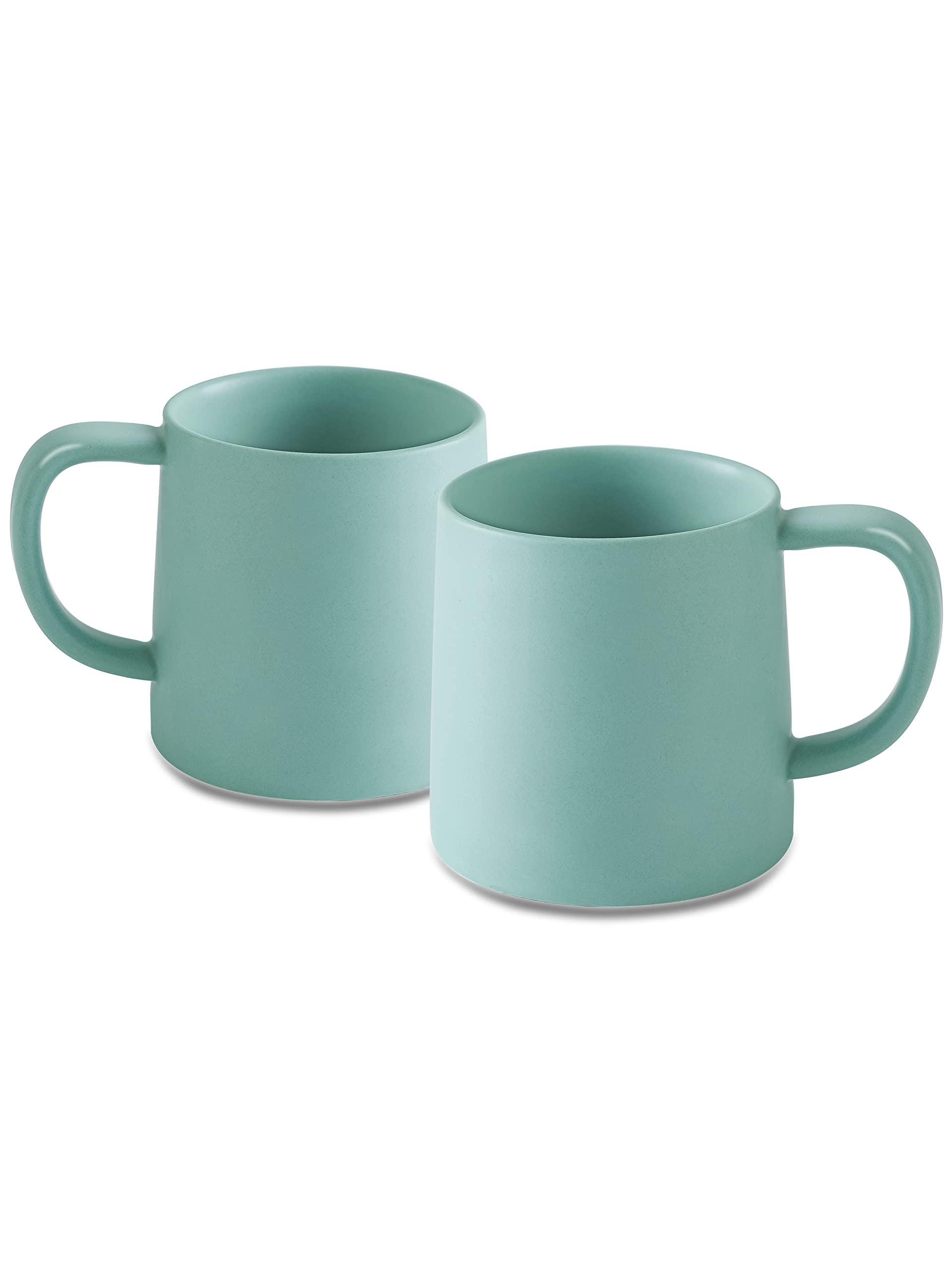 16 Oz Matte Mint Blue Ceramic Coffee Mugs - Set of 2 Solid Color Tea Cups for Home, Office & Gifts - Durable Dishwasher Safe Drinking Mugs for Coffee, Tea & Hot Beverages