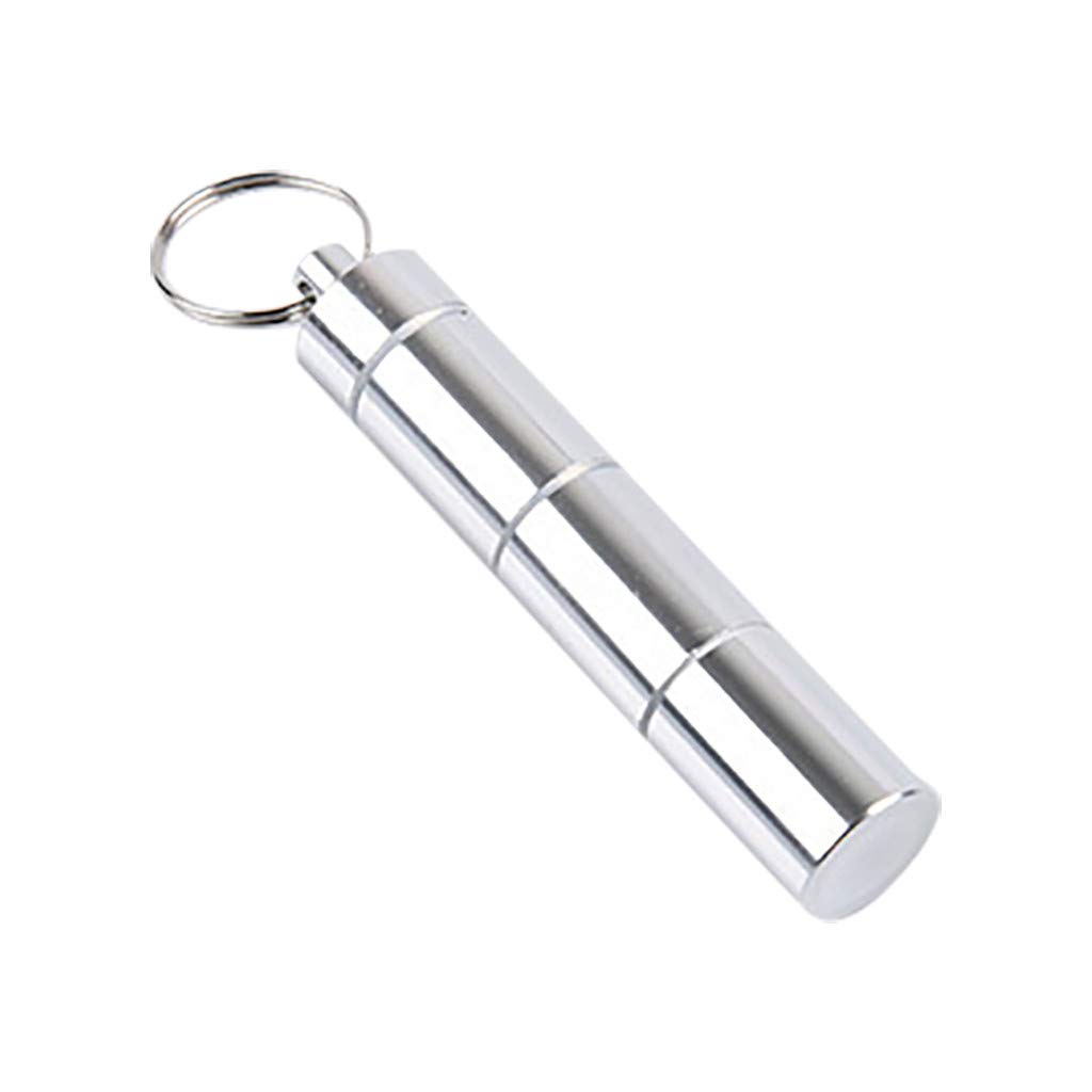 1PCS Aluminum Medicine Container Case Holder - Mini Travel Pill Bottle Keychain for Essentials (Silver) - Perfect for Travel, Hiking, and Daily Use