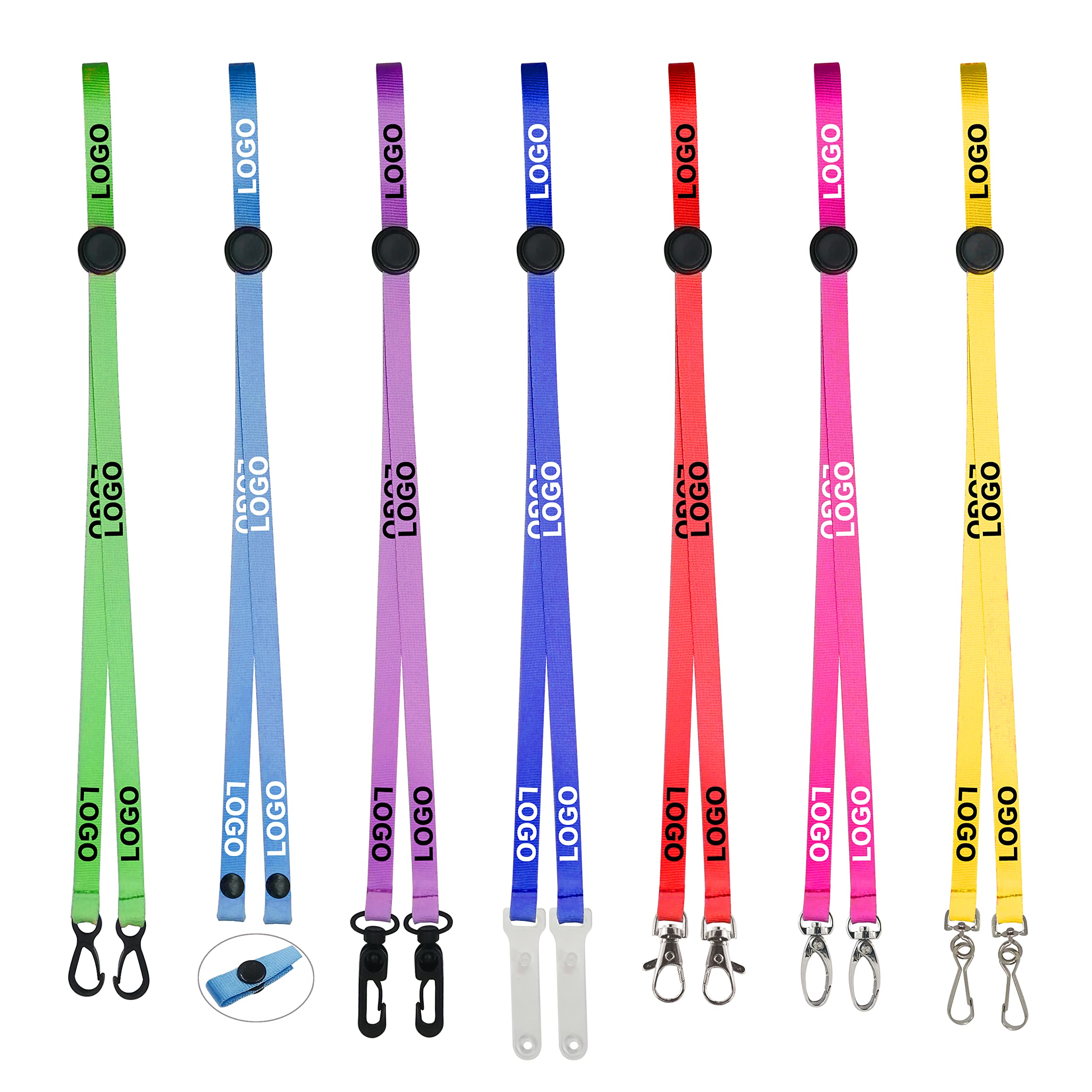 Custom Face Mask Lanyards 500Pack - Adjustable Neck Strap with Clips for Kids & Adults - School, Work, Travel