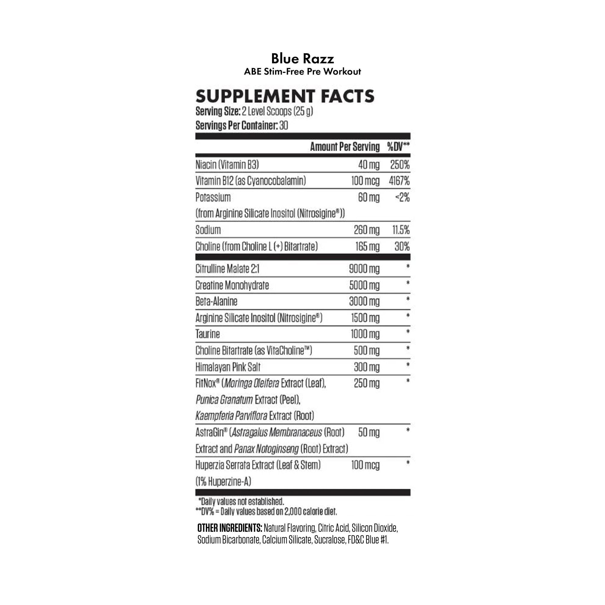ABE Pump Zero Stim Pre Workout Supplement - Nitric Oxide Booster for Muscle Growth & Energy - Best for Gym, Bodybuilding & Fitness Training