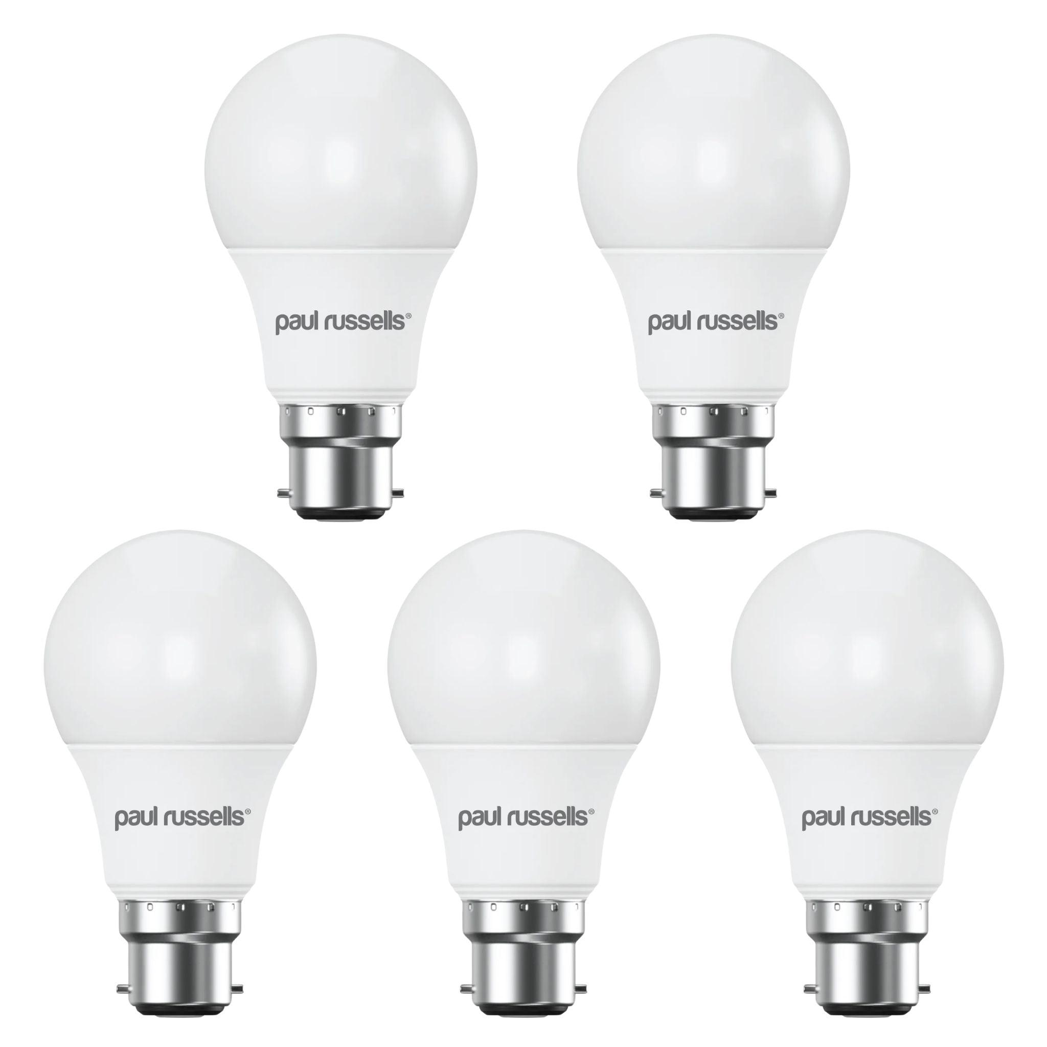 5 Pack LED Dimmable B22 Light Bulbs 8.5W (60W Equivalent) Warm White GLS Bayonet Cap - Perfect for Bedroom, Living Room & Office Lighting