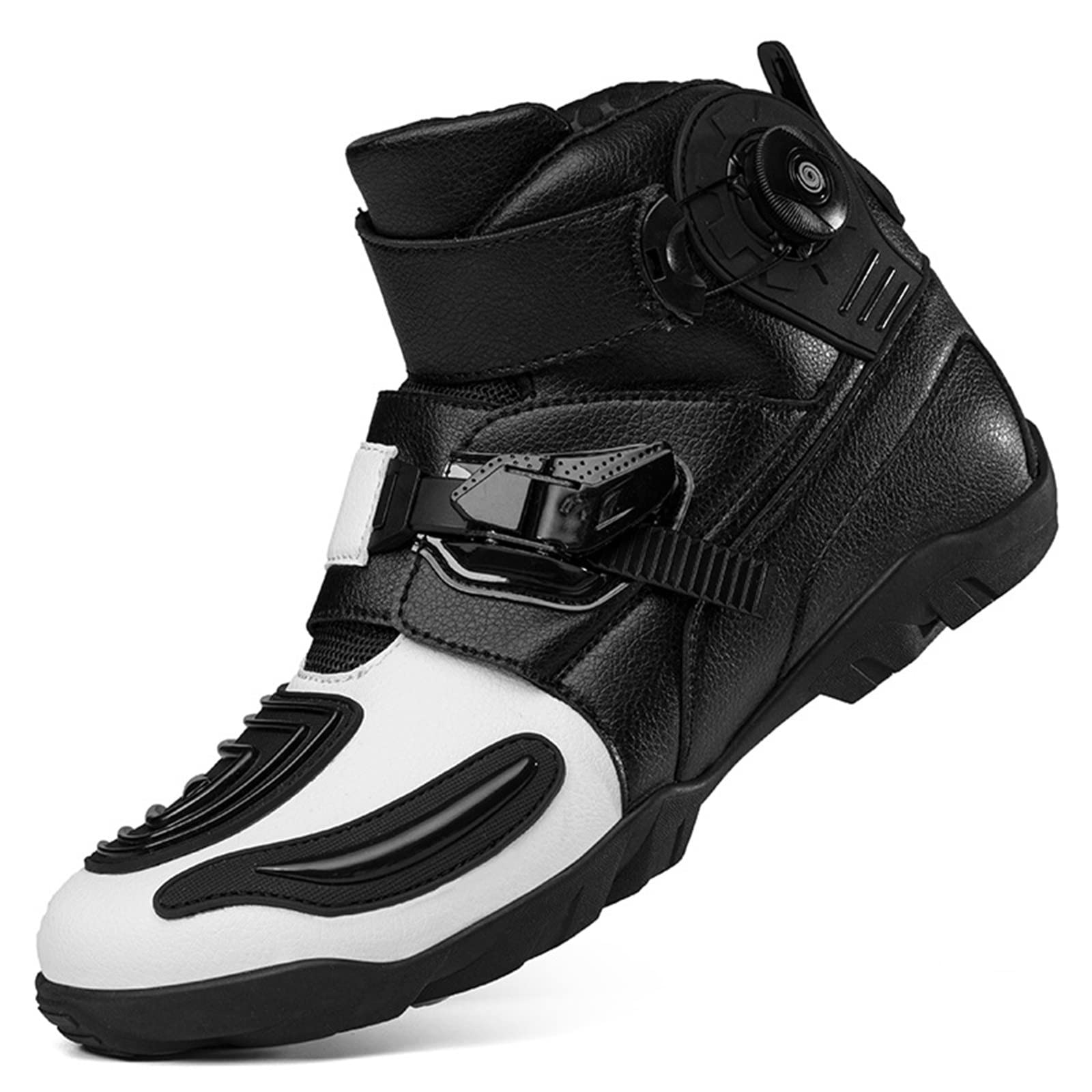 TYTbygml Waterproof Motorcycle Boots for Men & Women - Anti-Slip Riding Shoes with Adjustable Laces - Ideal for Street Biking, Commuting & Adventure Tours (White, Size 6)