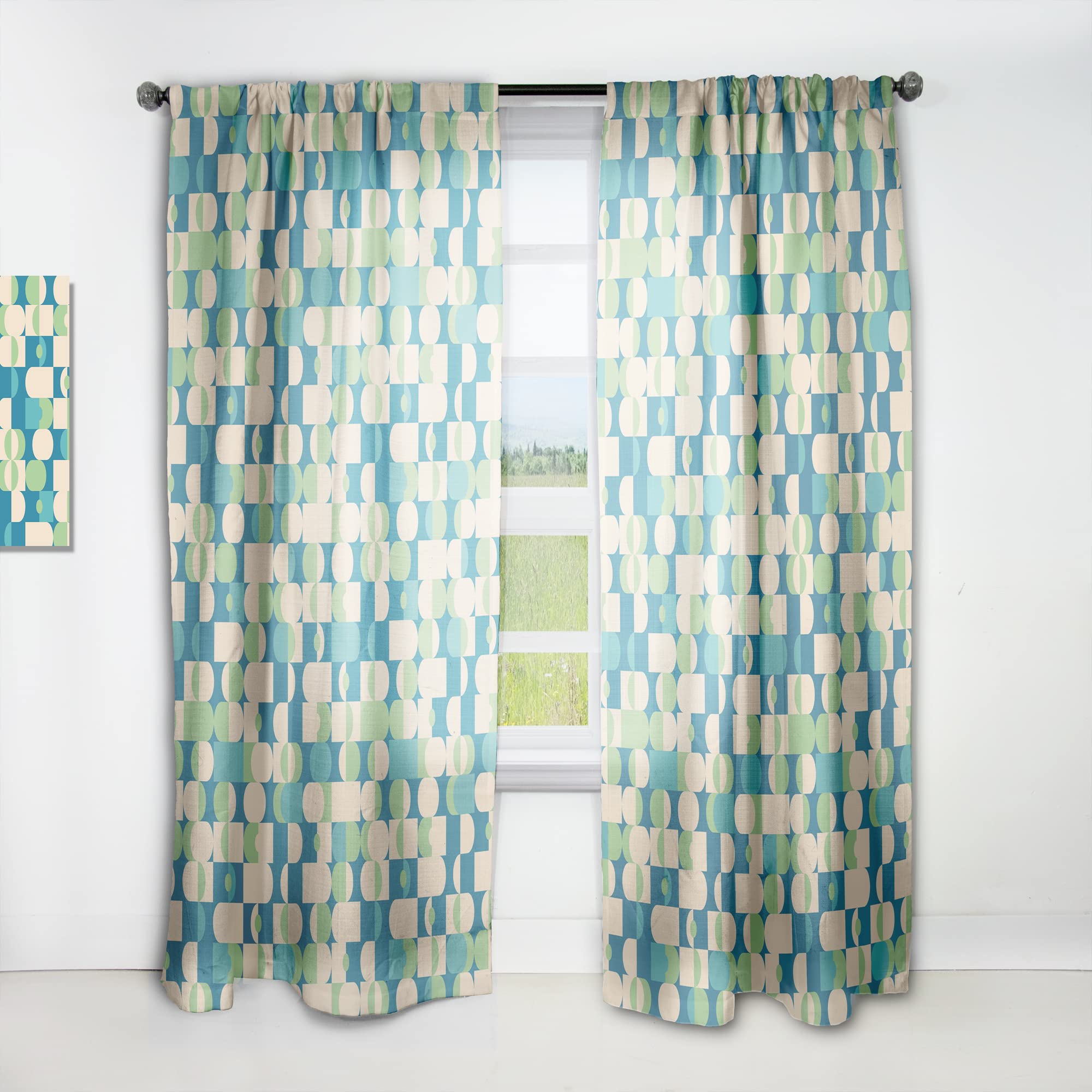 DesignQ Retro Abstract Pattern Thermal Insulated Curtains - Single Panel 52x108 - Blackout Drapes for Bedroom & Living Room - Perfect for Home Decor, Privacy & Energy Efficiency
