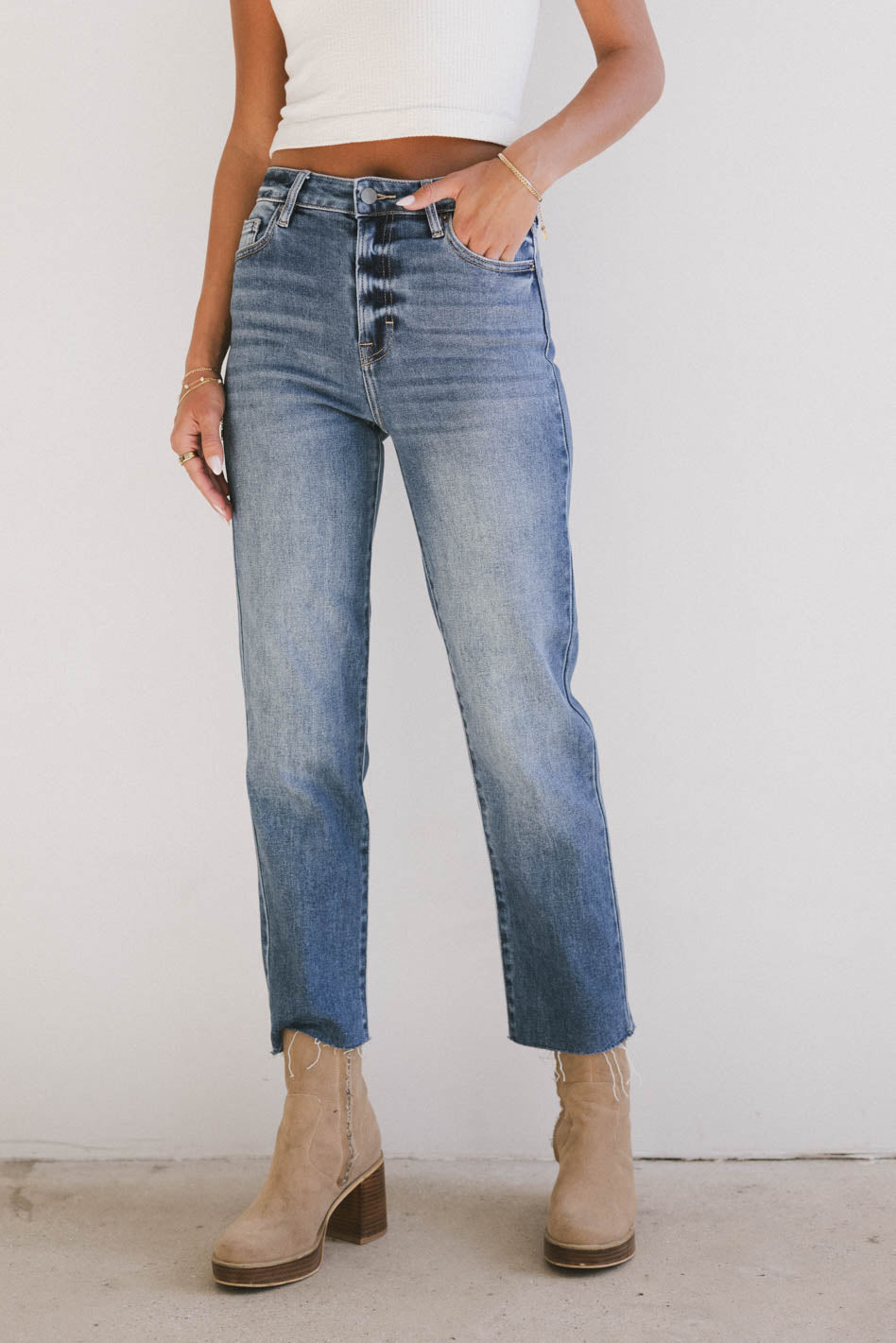 Amelia Straight Leg Jeans for Women - Medium Wash Denim Pants | Comfortable & Stylish Everyday Wear for Casual Outings and Office