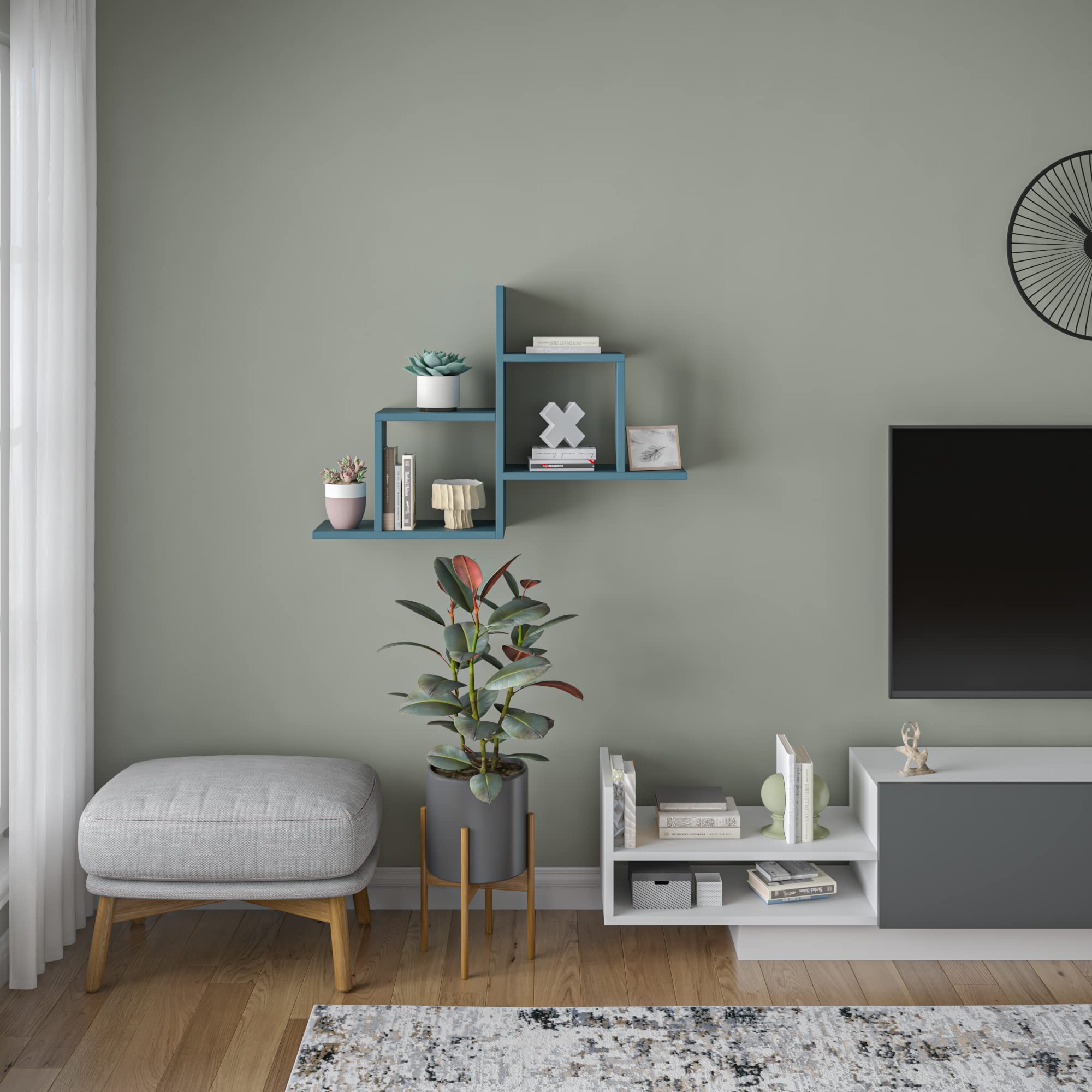 Modern Petrol Blue Wall Shelf 22.83