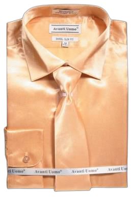 AVANTI UOMO Men's Satin Slim Fit Suit with Tie DNS06 in Taupe - Perfect for Weddings, Business Meetings & Formal Events