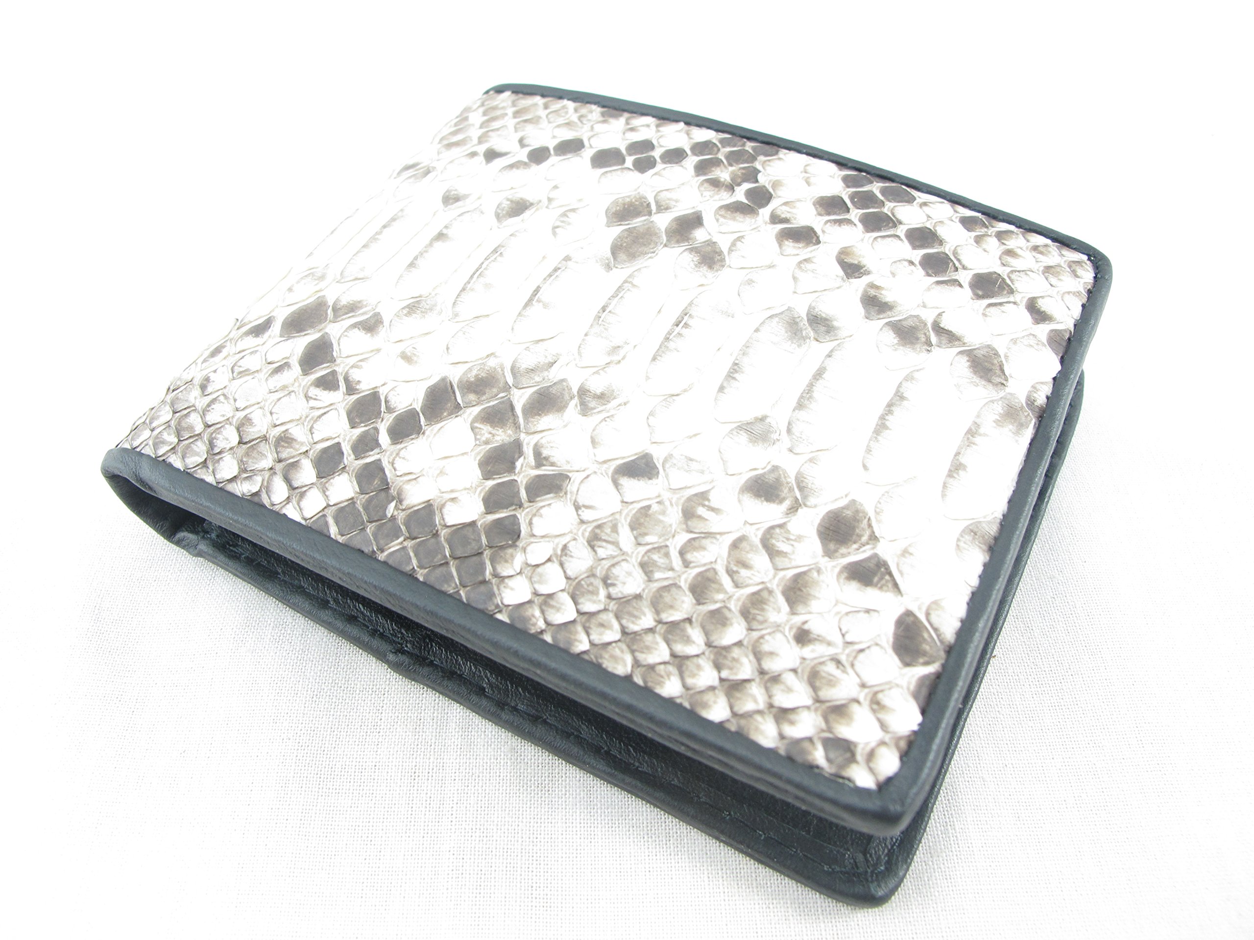 Genuine Python Snake Skin Leather Bifold Wallet for Men - Reticulated Matte Natural Scale - Luxury Slim RFID Blocking Wallet for Everyday Carry & Business Use